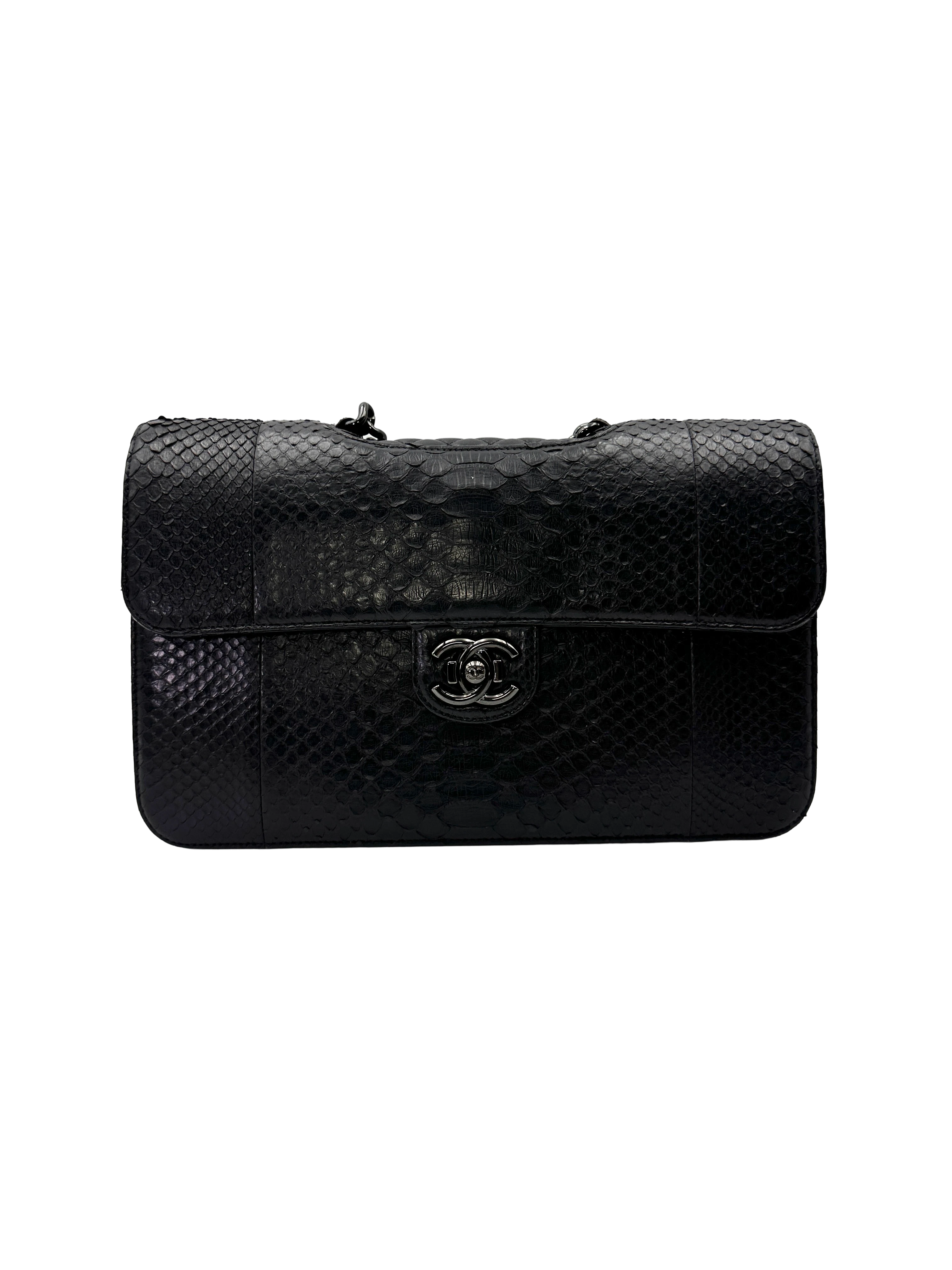 Chanel Perfect Edge Black Lizard Leather Medium Size Flap Bag(20***60) CC2227