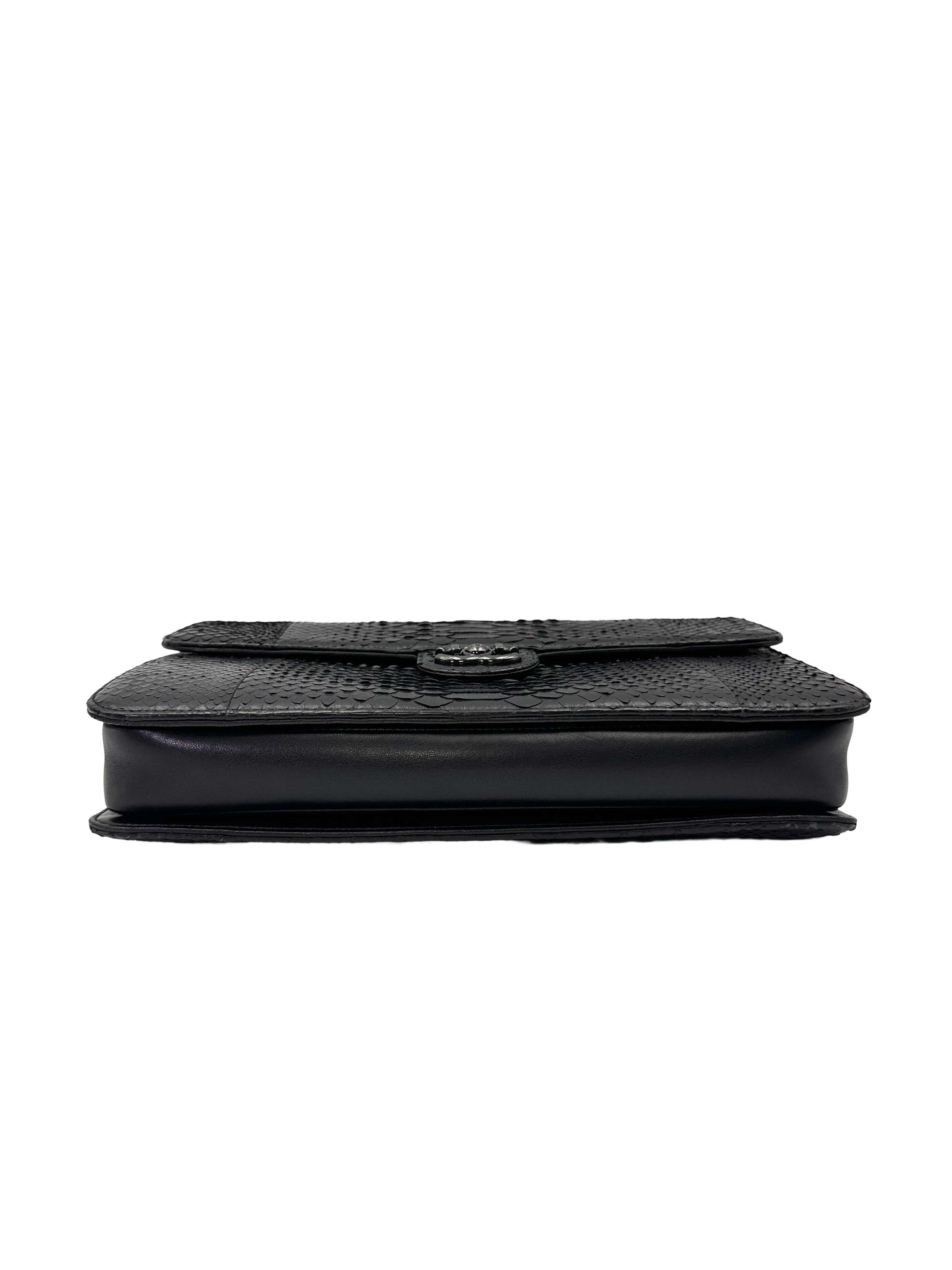 Chanel Perfect Edge Black Lizard Leather Medium Size Flap Bag(20***60) CC2227