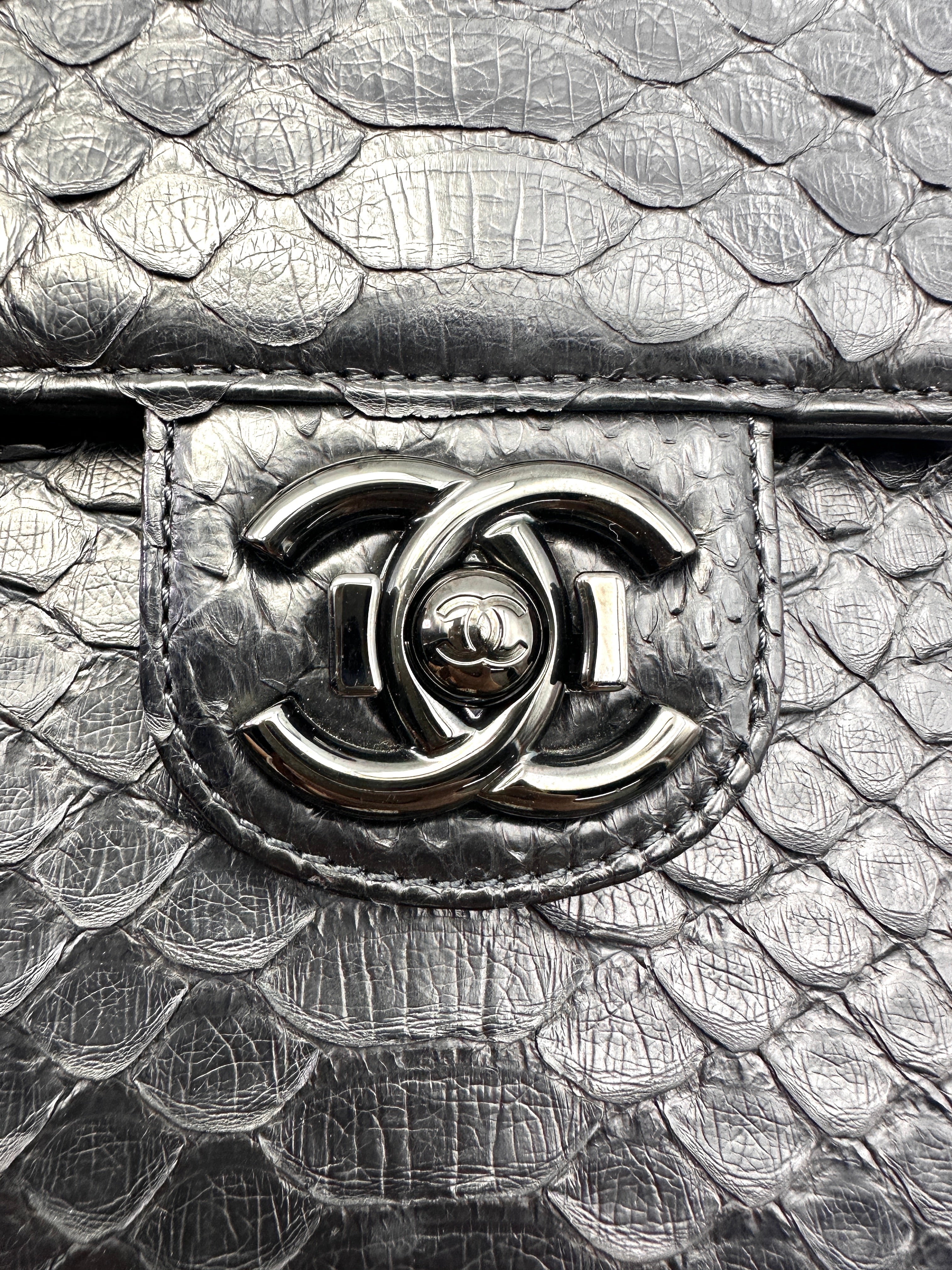 Chanel Perfect Edge Black Lizard Leather Medium Size Flap Bag(20***60) CC2227
