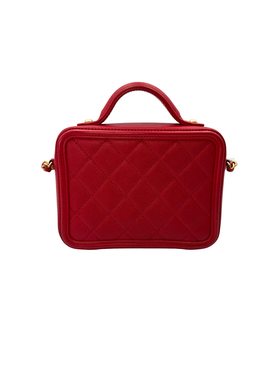 Chanel CC Filigree Red Quilted Leather Top Handle Vanity Case(25***18) CC2224