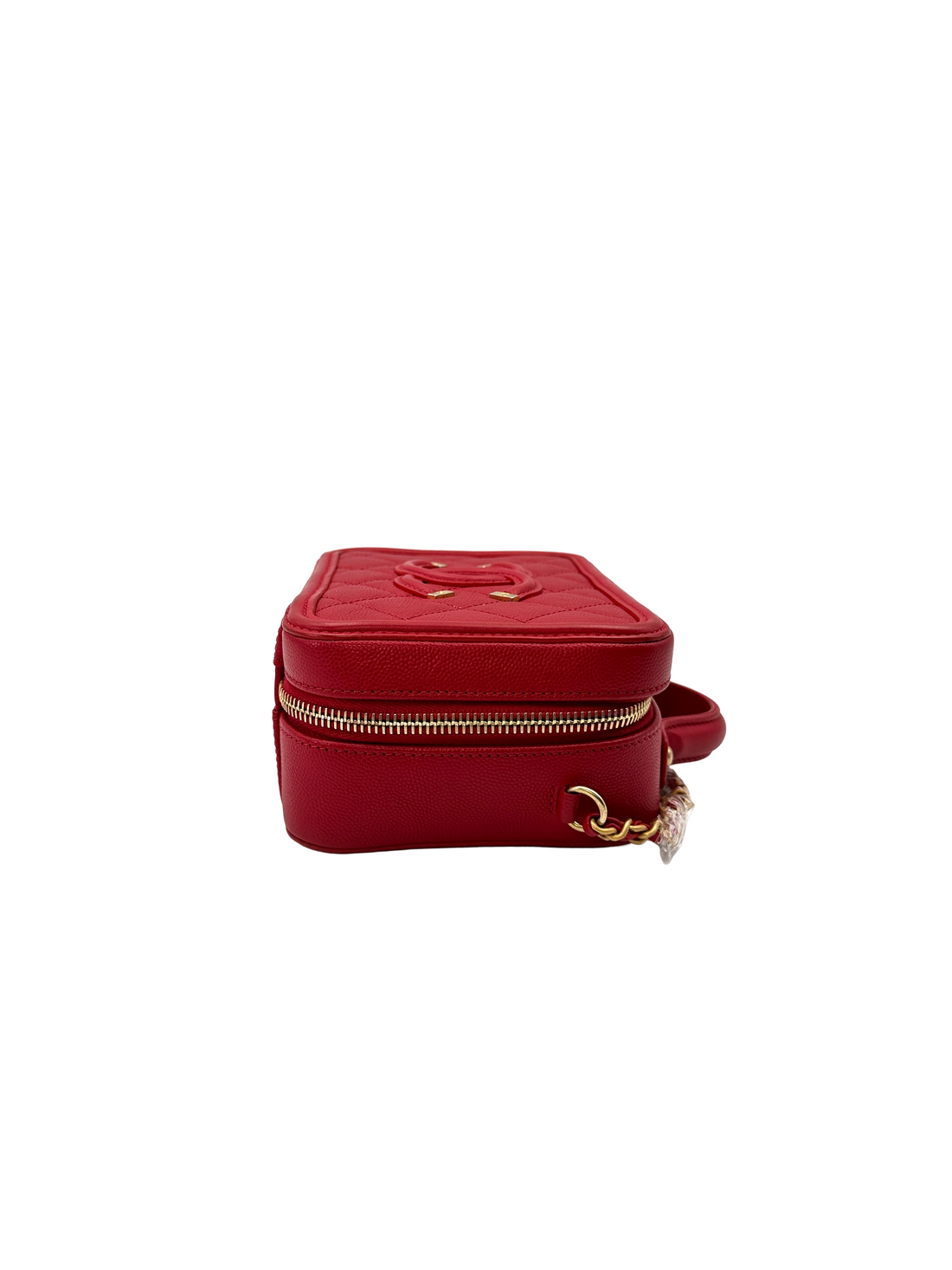 Chanel CC Filigree Red Quilted Leather Top Handle Vanity Case(25***18) CC2224
