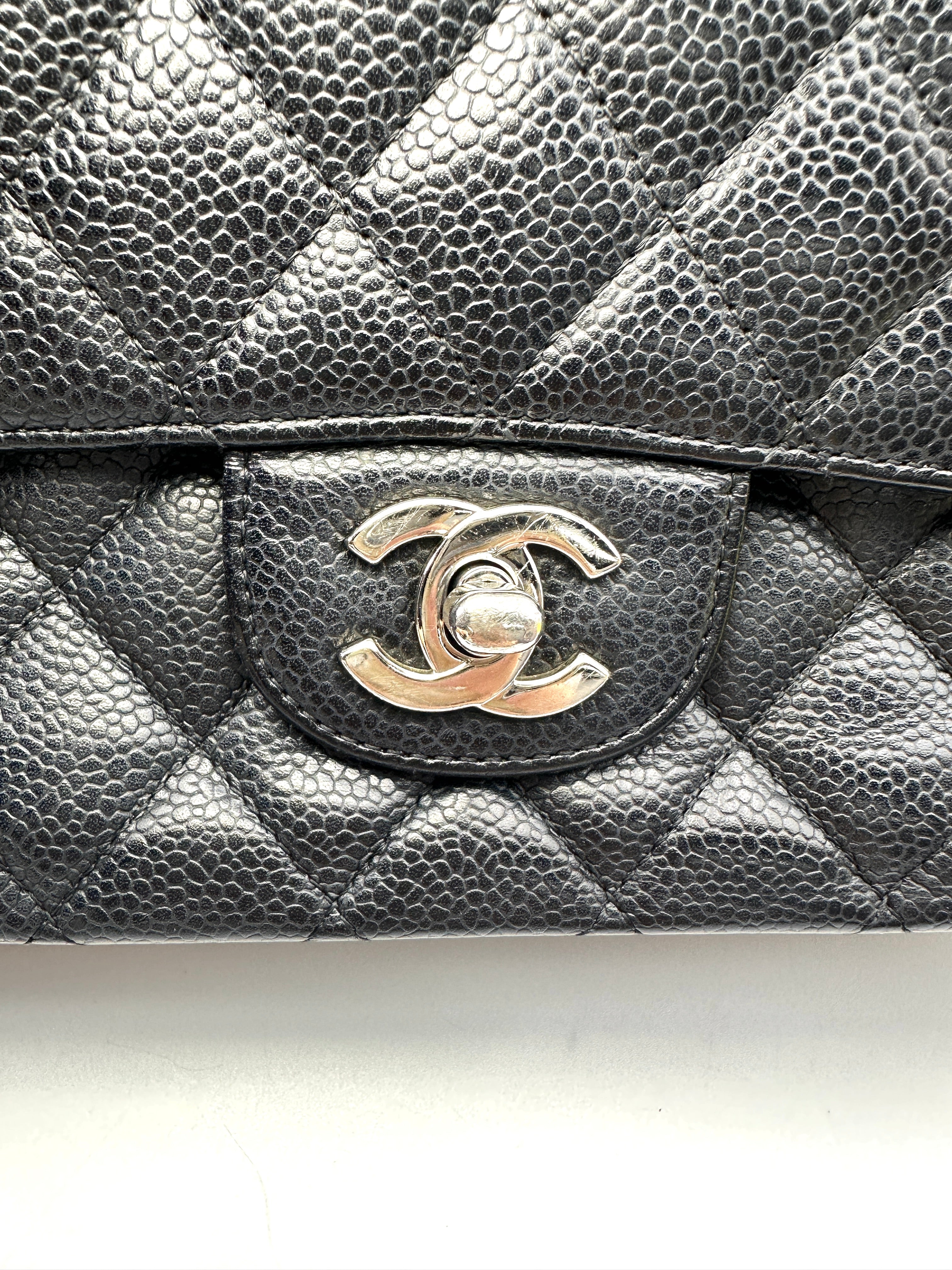 Chanel Classic Flap Black Quilted Leather Medium Size Shoulder Bag With Silver Buckle(13***87) CC2222
