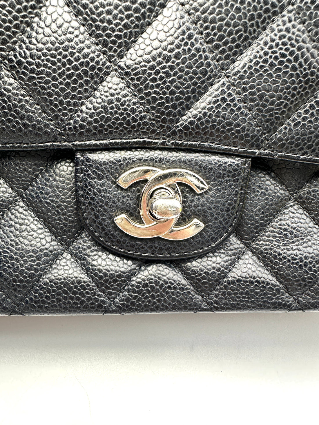 Chanel Classic Flap Black Quilted Leather Medium Size Shoulder Bag With Silver Buckle(13***87) CC2222