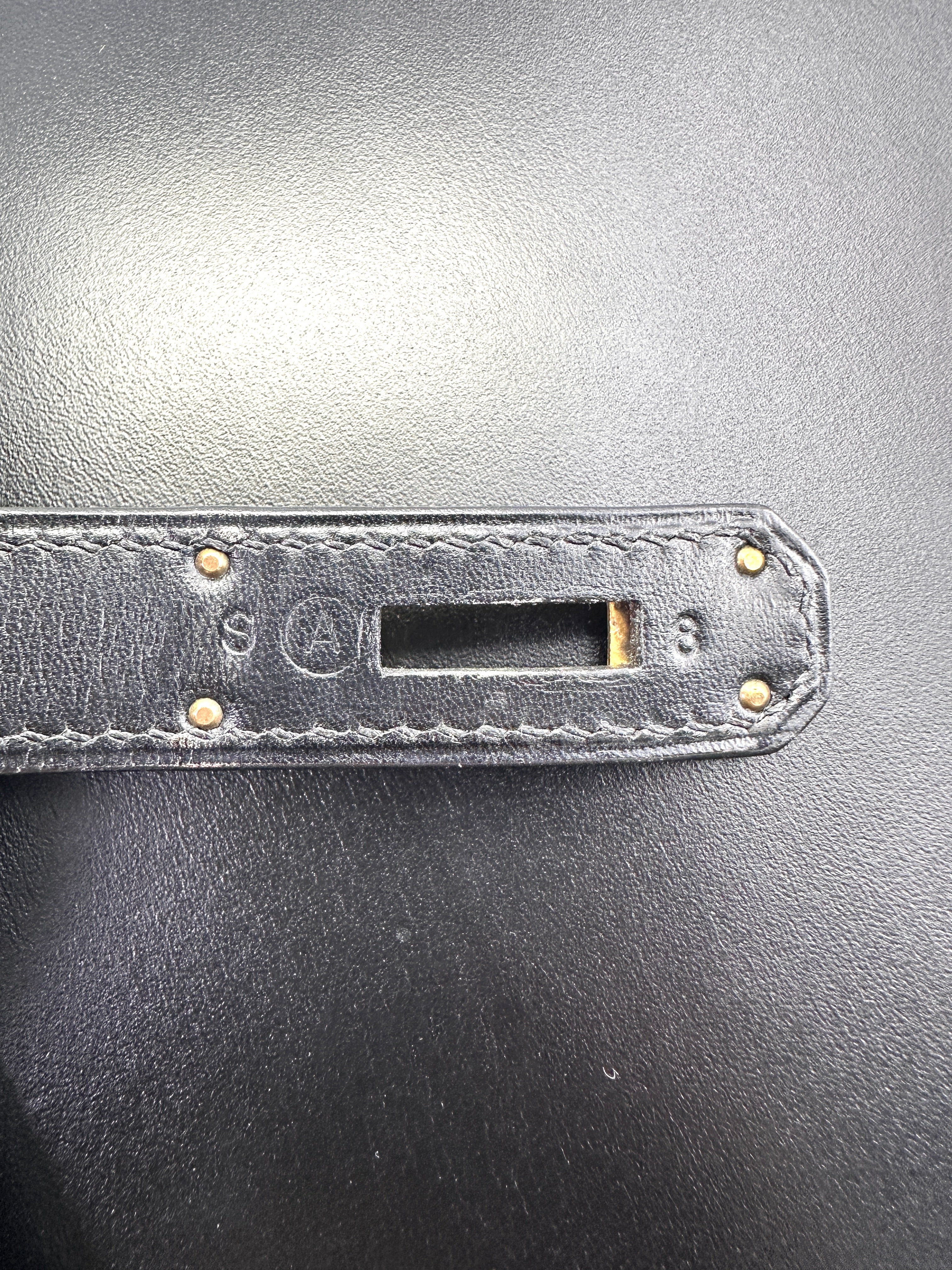 Hermes Kelly32 Black Leather Top Handle Bag With Gold Hardware HR128