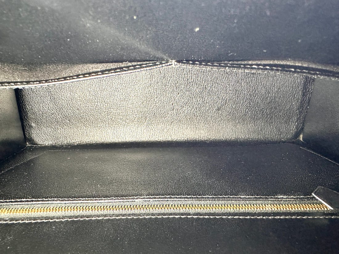 Hermes Kelly32 Black Leather Top Handle Bag With Gold Hardware HR128