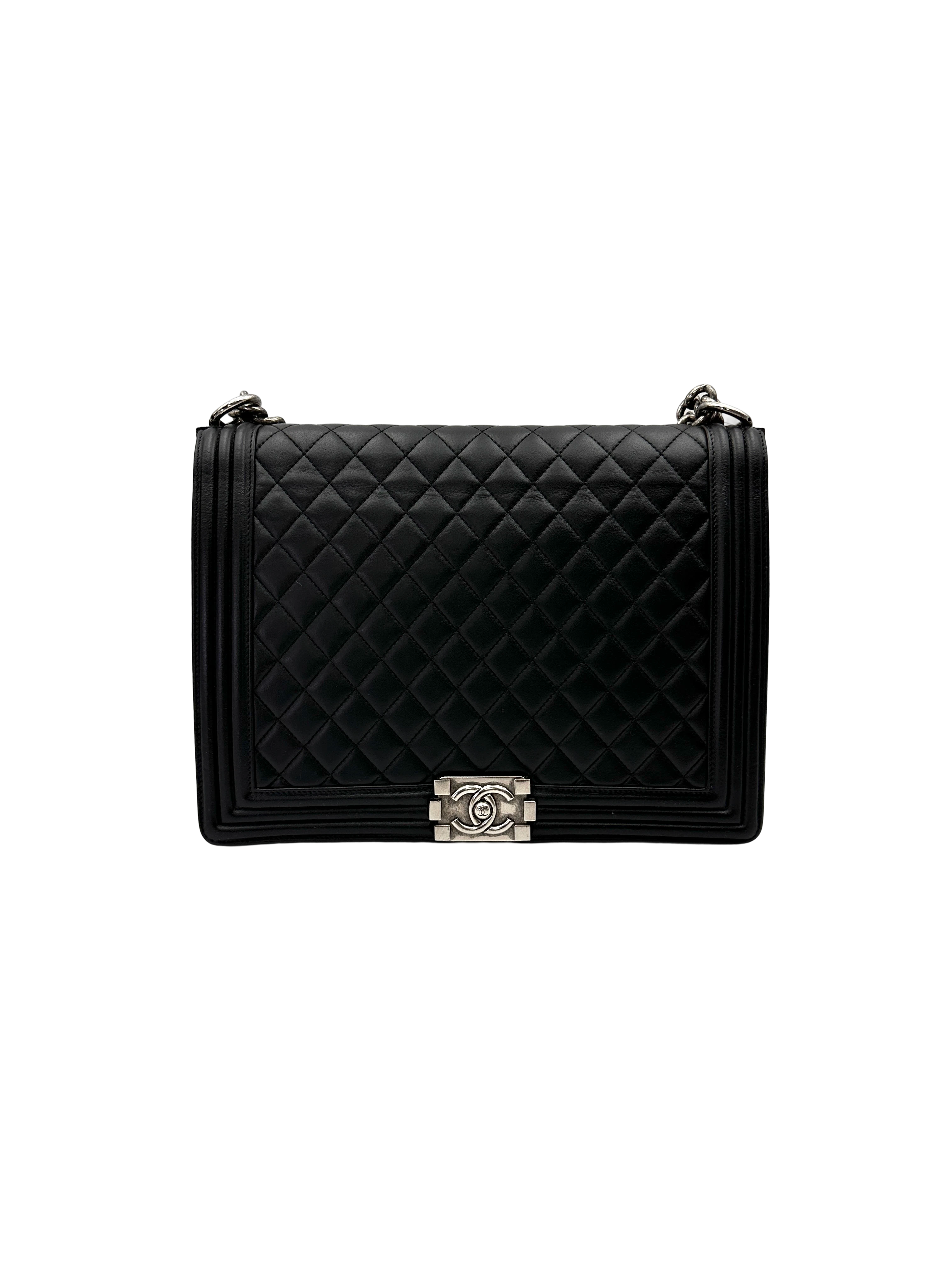 Chanel LeBoy Black Quilted Leather Flap Bag With Silver Buckle(18***97) CC2229