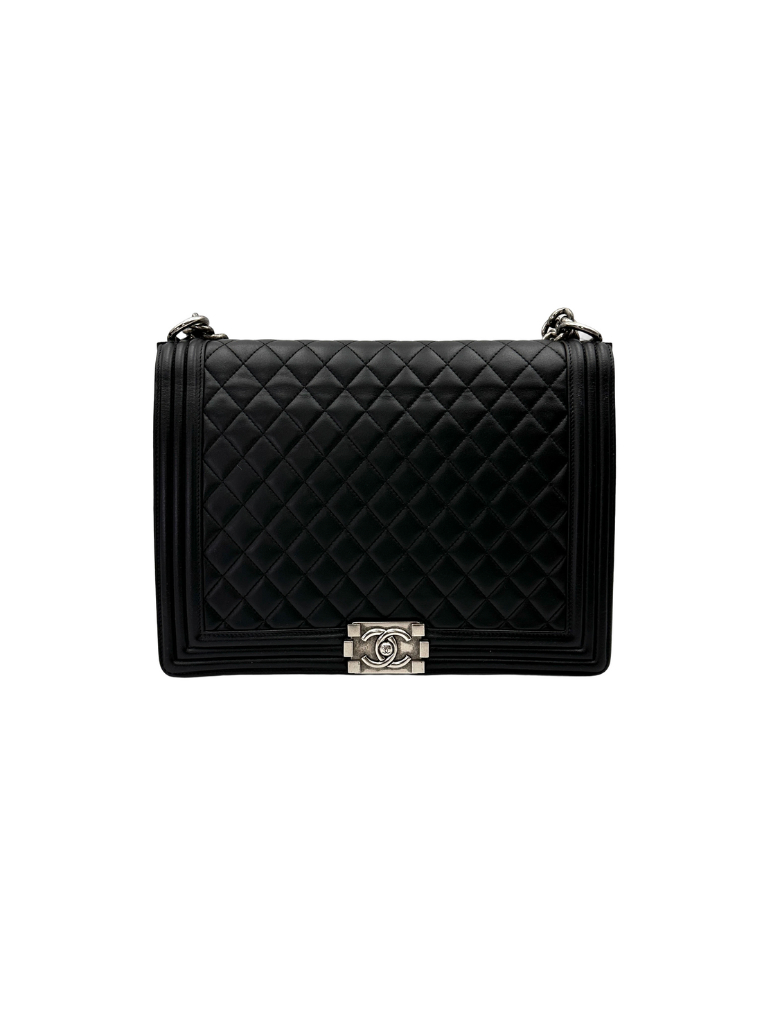 Chanel LeBoy Black Quilted Leather Flap Bag With Silver Buckle(18***97) CC2229