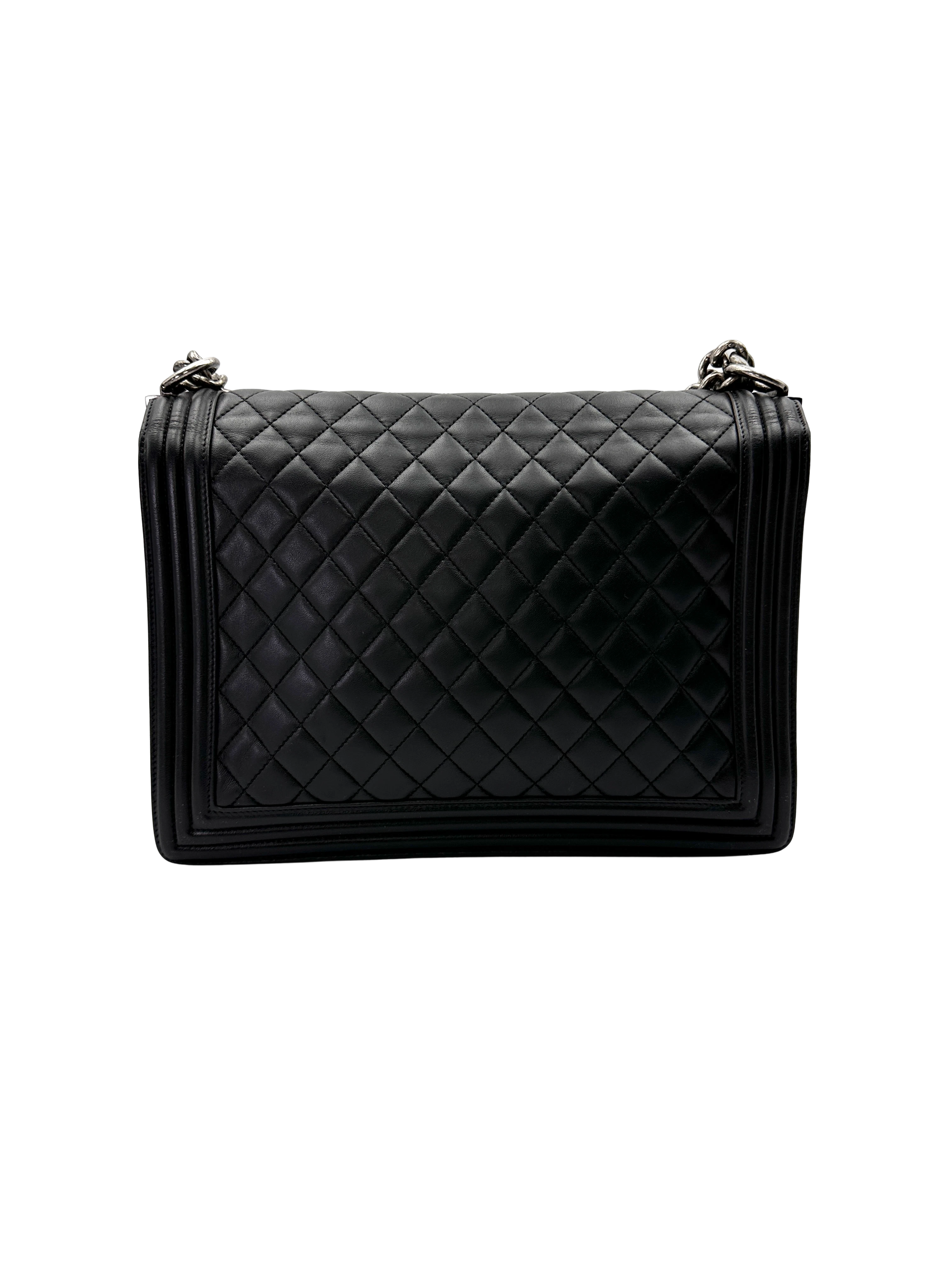 Chanel LeBoy Black Quilted Leather Flap Bag With Silver Buckle(18***97) CC2229