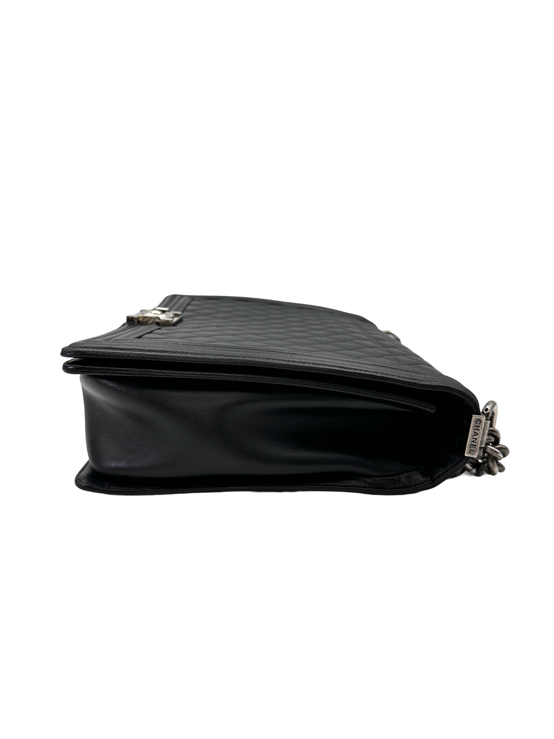 Chanel LeBoy Black Quilted Leather Flap Bag With Silver Buckle(18***97) CC2229