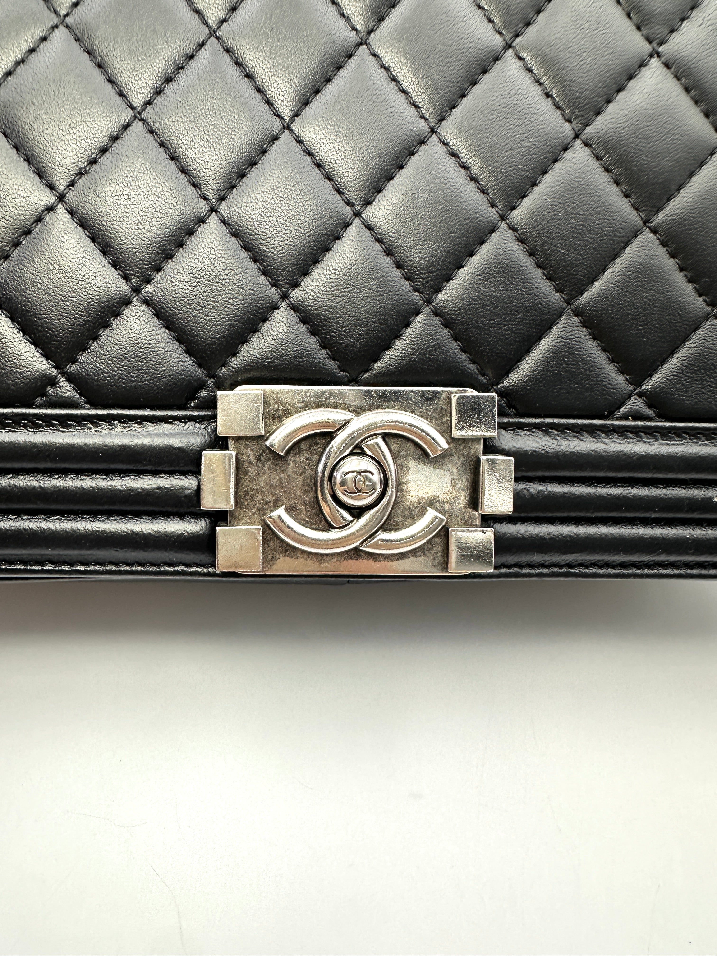 Chanel LeBoy Black Quilted Leather Flap Bag With Silver Buckle(18***97) CC2229