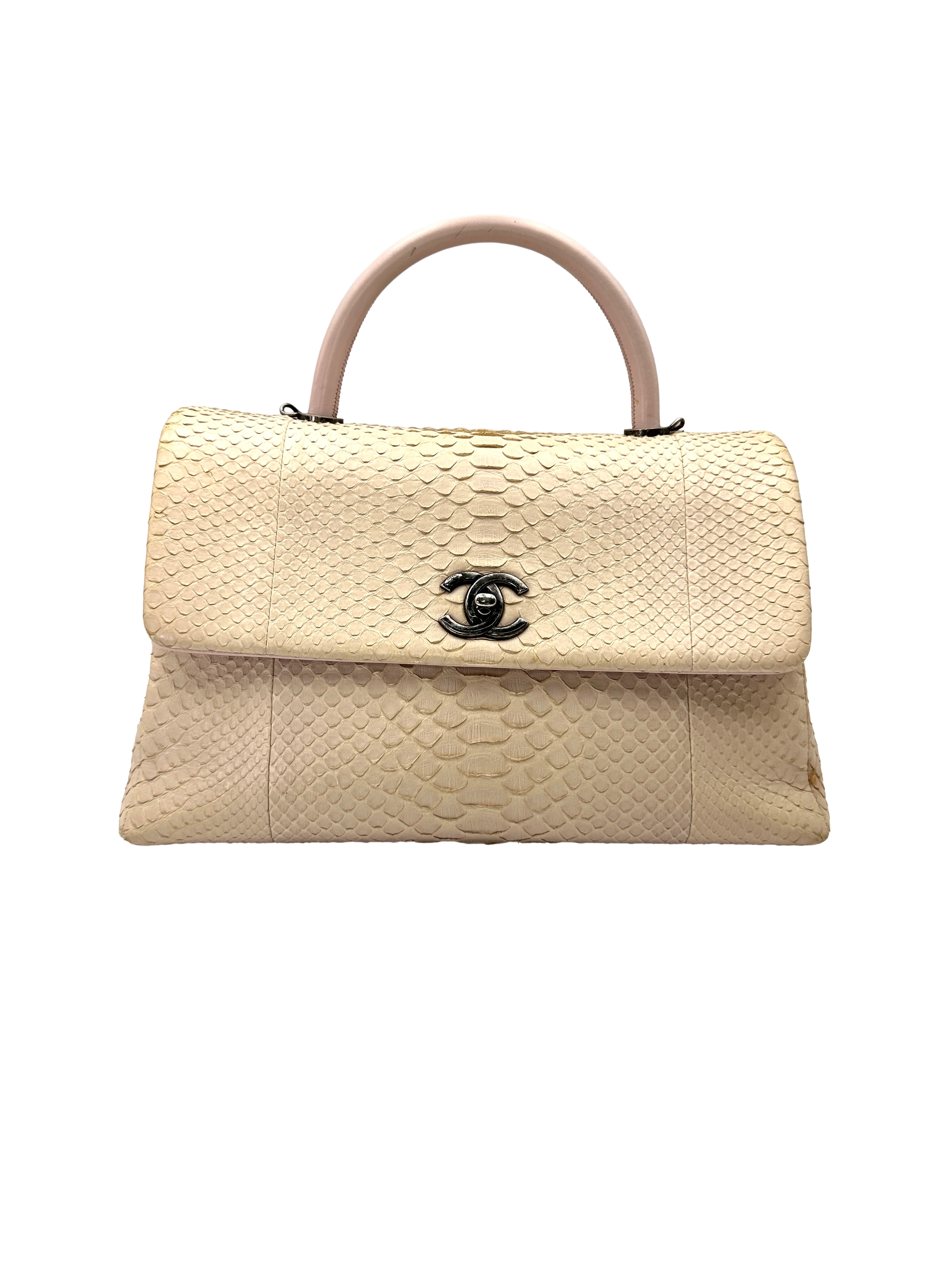 Chanel CoCo Handle Beige Python Leather Shoulder Bag(23***48) CC2225