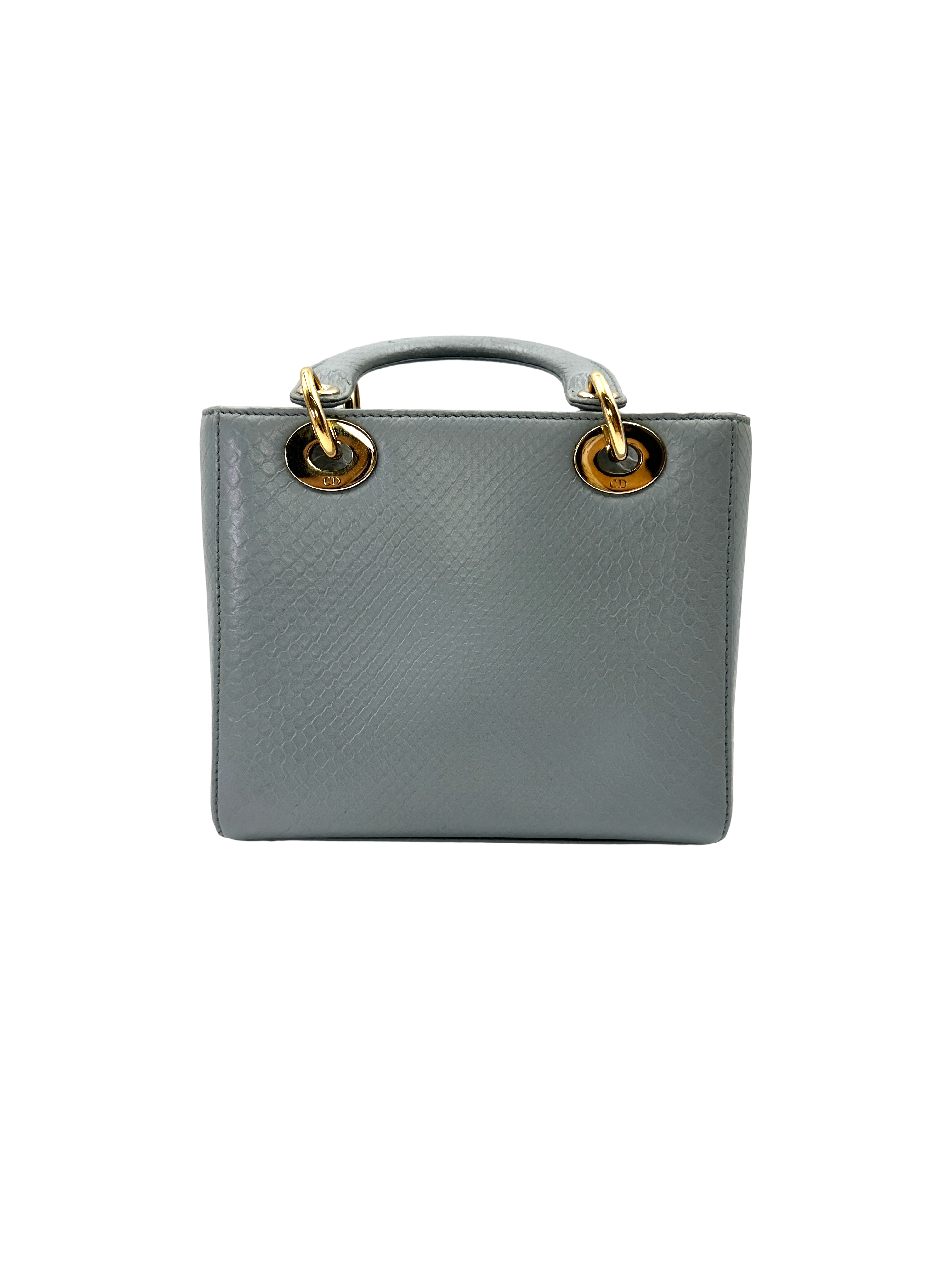 Christian Dior Lady Dior Light Blue Lizard Leather Small Size Handle Bag DR818