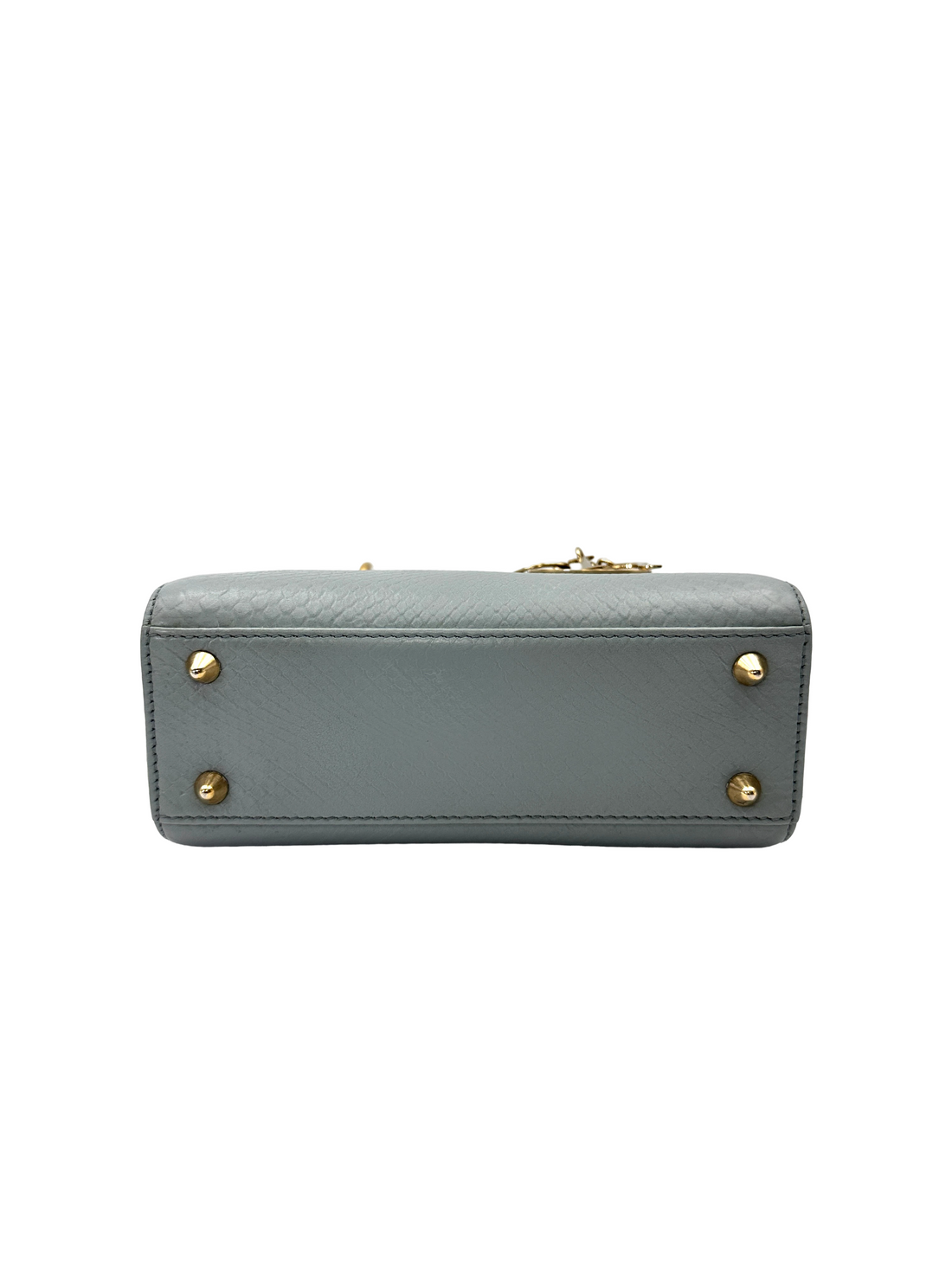 Christian Dior Lady Dior Light Blue Lizard Leather Small Size Handle Bag DR818