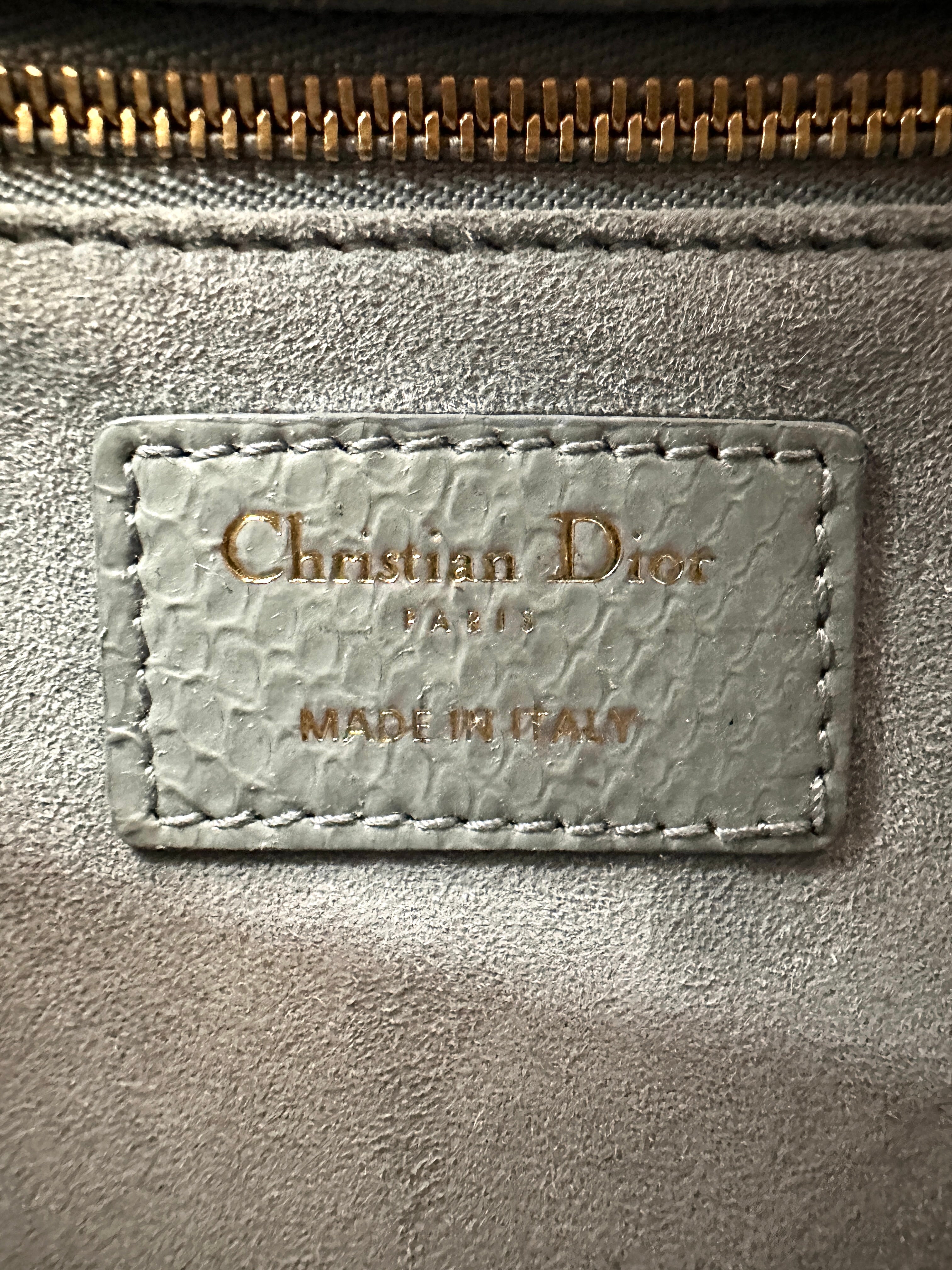 Christian Dior Lady Dior Light Blue Lizard Leather Small Size Handle Bag DR818