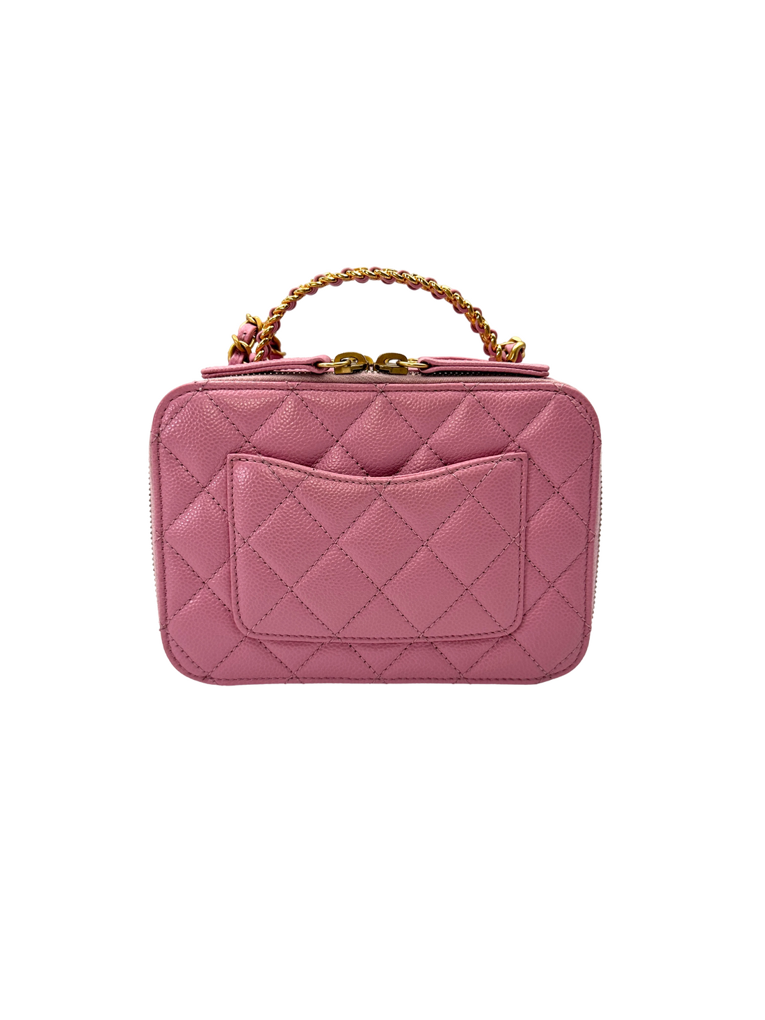 Chanel 22S Pink Quilted Leather Top Handle Vanity Case With Gold Hardware(PG***5G) CC2231