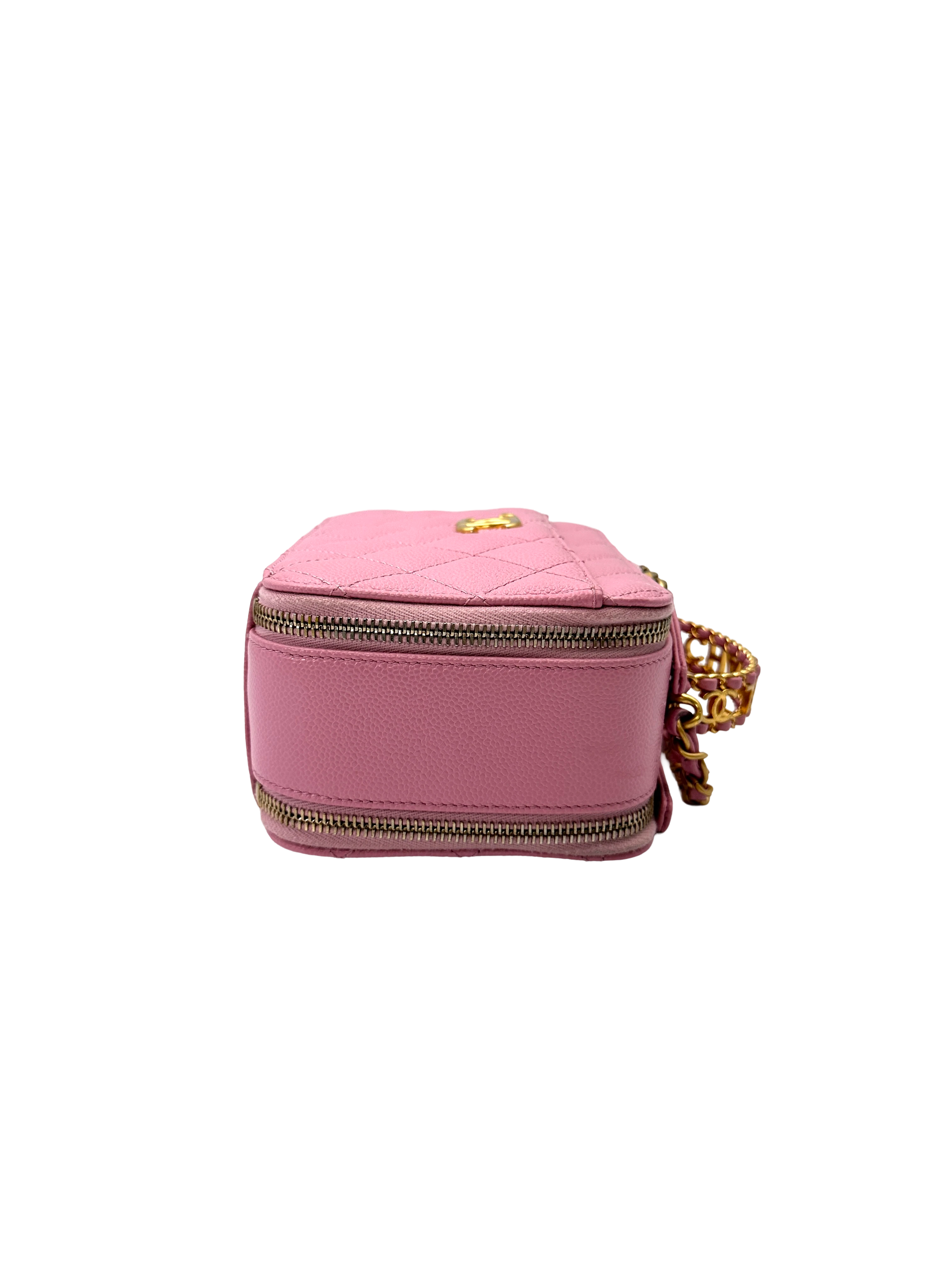 Chanel 22S Pink Quilted Leather Top Handle Vanity Case With Gold Hardware(PG***5G) CC2231