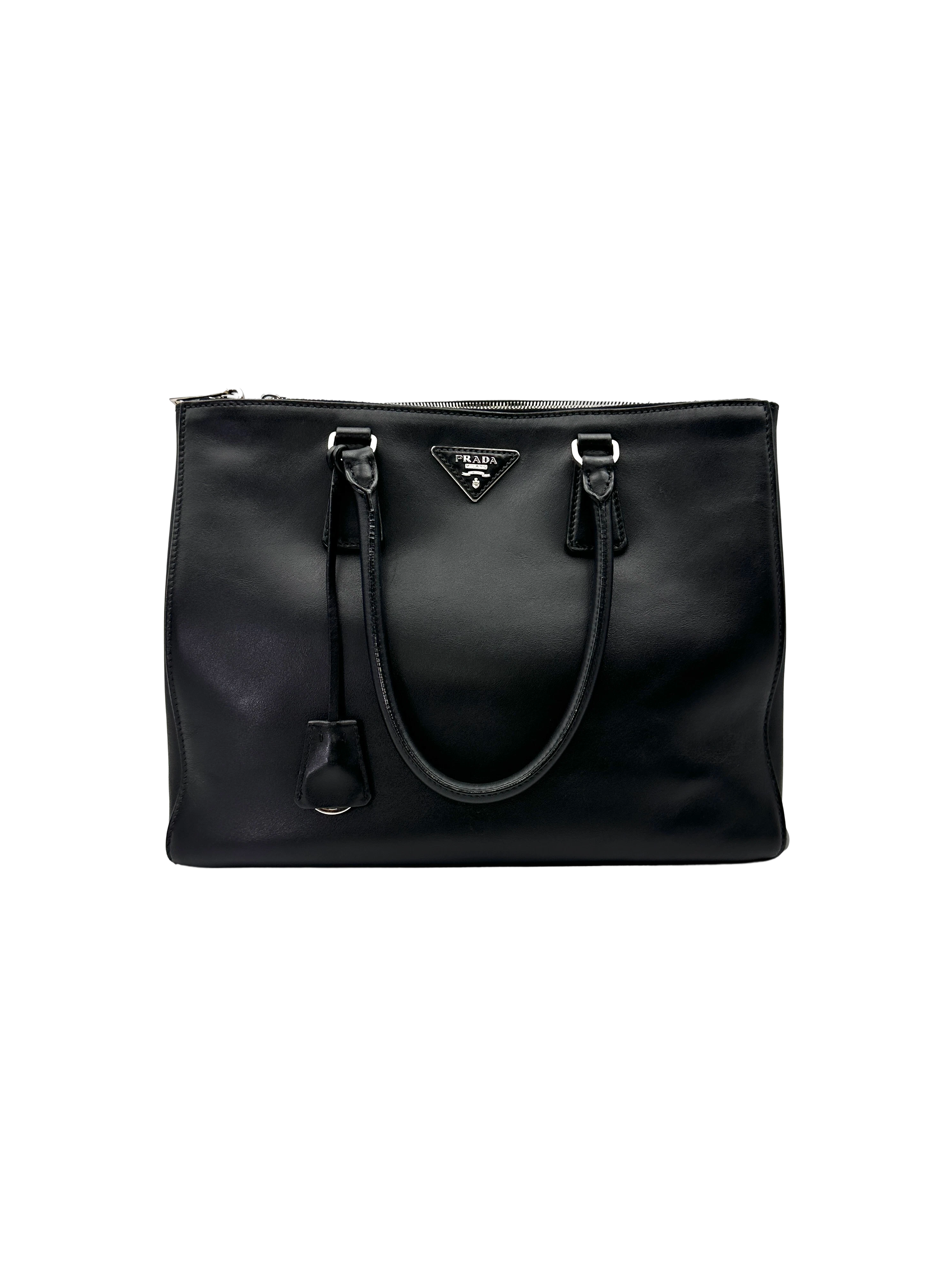 Prada Galleria Black Saffiano Leather Handle Bag PR506