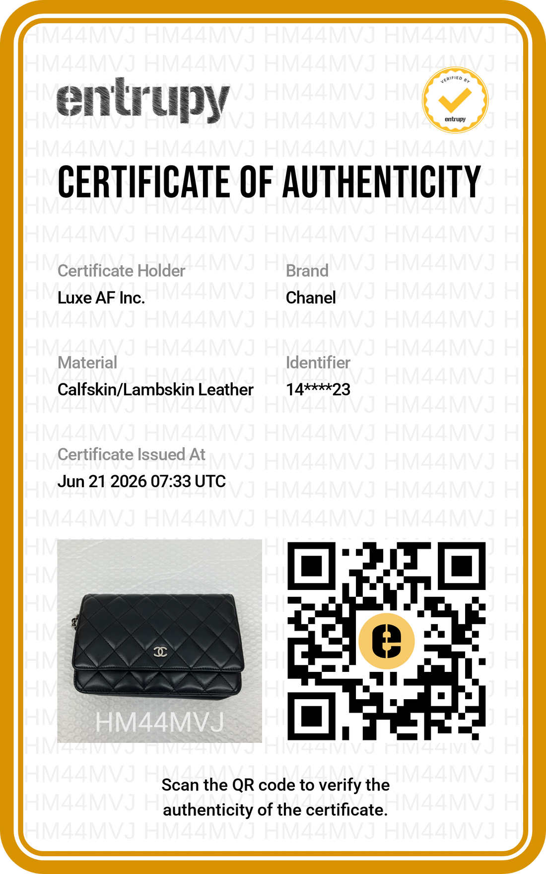 Chanel Black Quilted Leather Wallet On Chain(14***23) CC2230