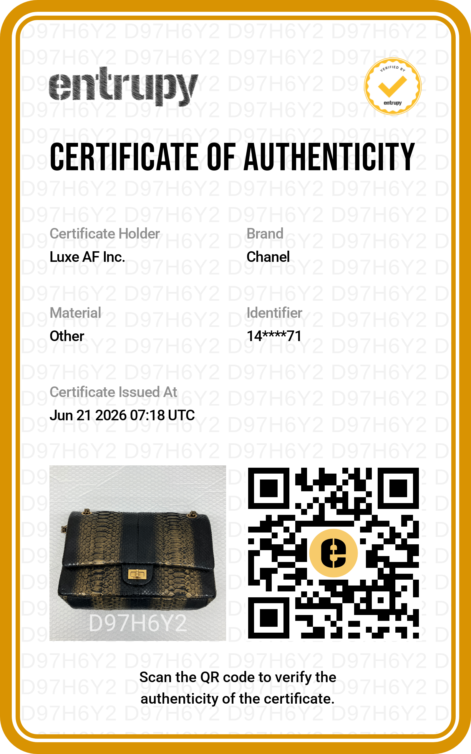 Chanel 2.55 Reissue Gold/Black Python Leather Medium Size Flap Bag(14***71) CC2228