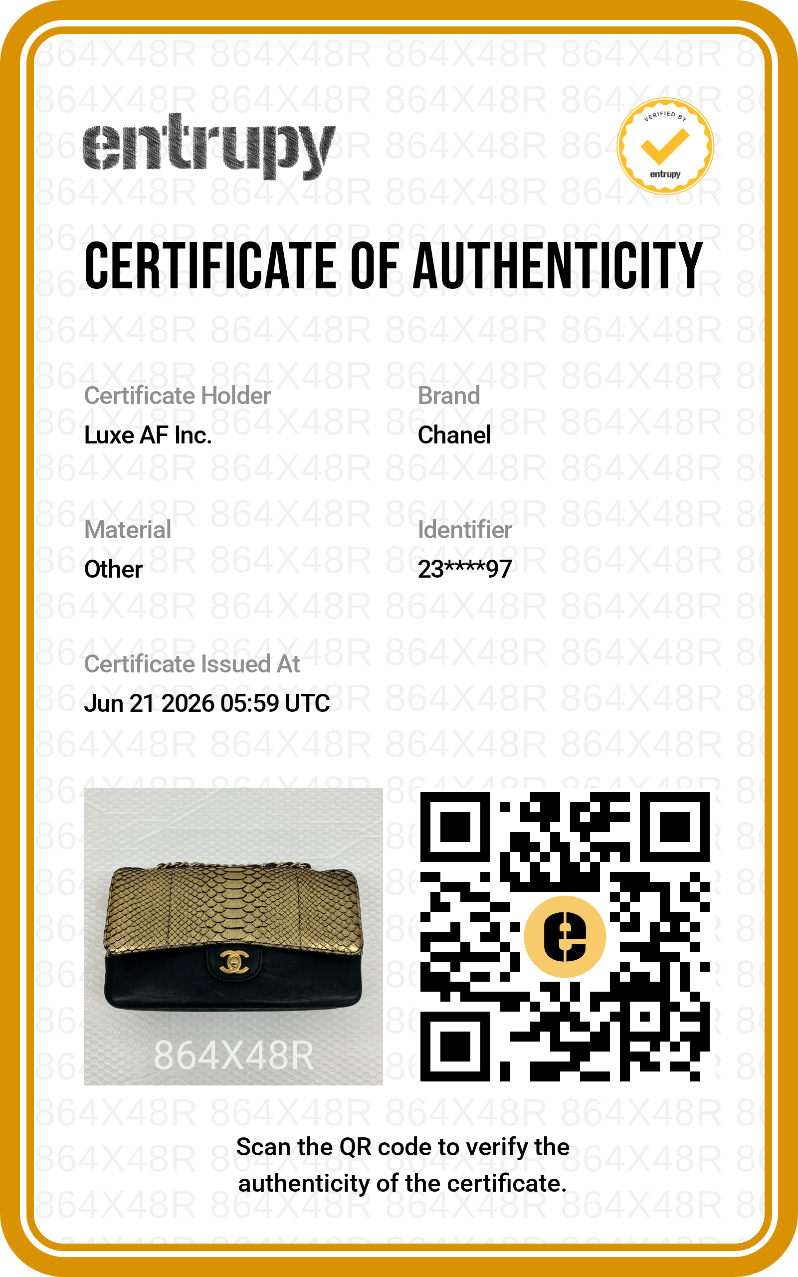 Chanel Classic Flap Metallic Gold Python Leather Shoulder Bag(23***97) CC2226