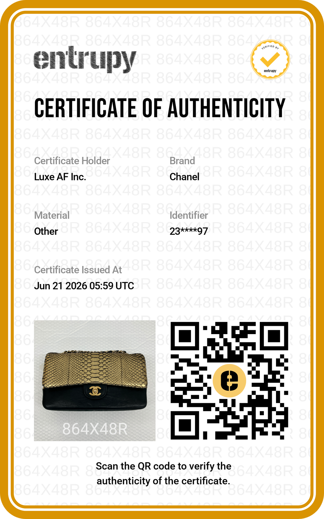 Chanel Classic Flap Metallic Gold Python Leather Shoulder Bag(23***97) CC2226
