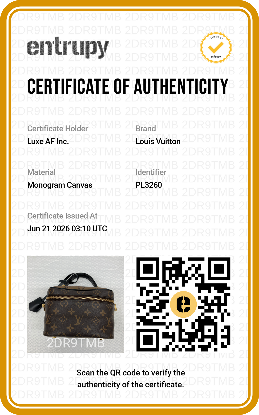 Louis Vuitton Vanity PM Monogram Reverse Canvas Handle Bag LV3085