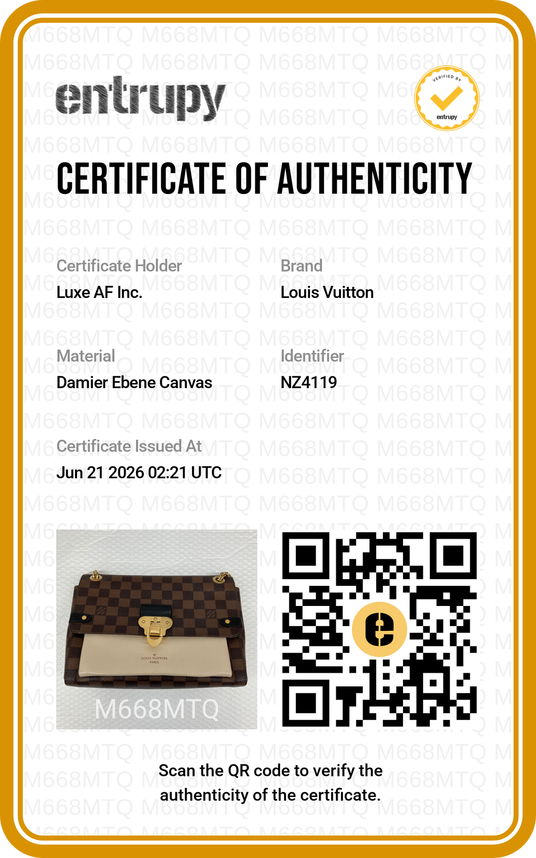 Louis Vuitton Vavin Damier Ebene & White Leather Canvas Wallet On Chain LV3079