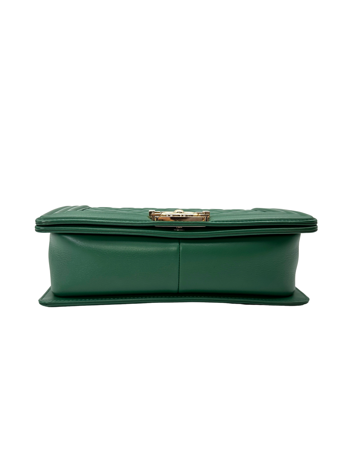 Chanel LeBoy Green Quilted Leather Medium Size Flap Bag With Gold Buckle(25***86) CC2232