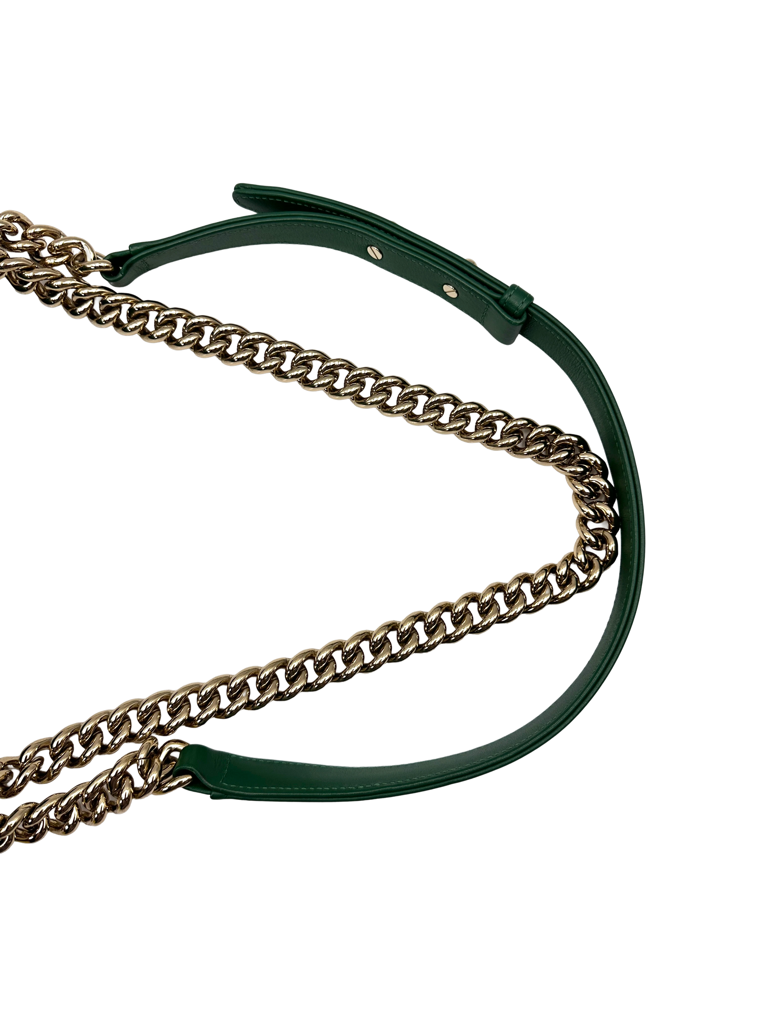 Chanel LeBoy Green Quilted Leather Medium Size Flap Bag With Gold Buckle(25***86) CC2232