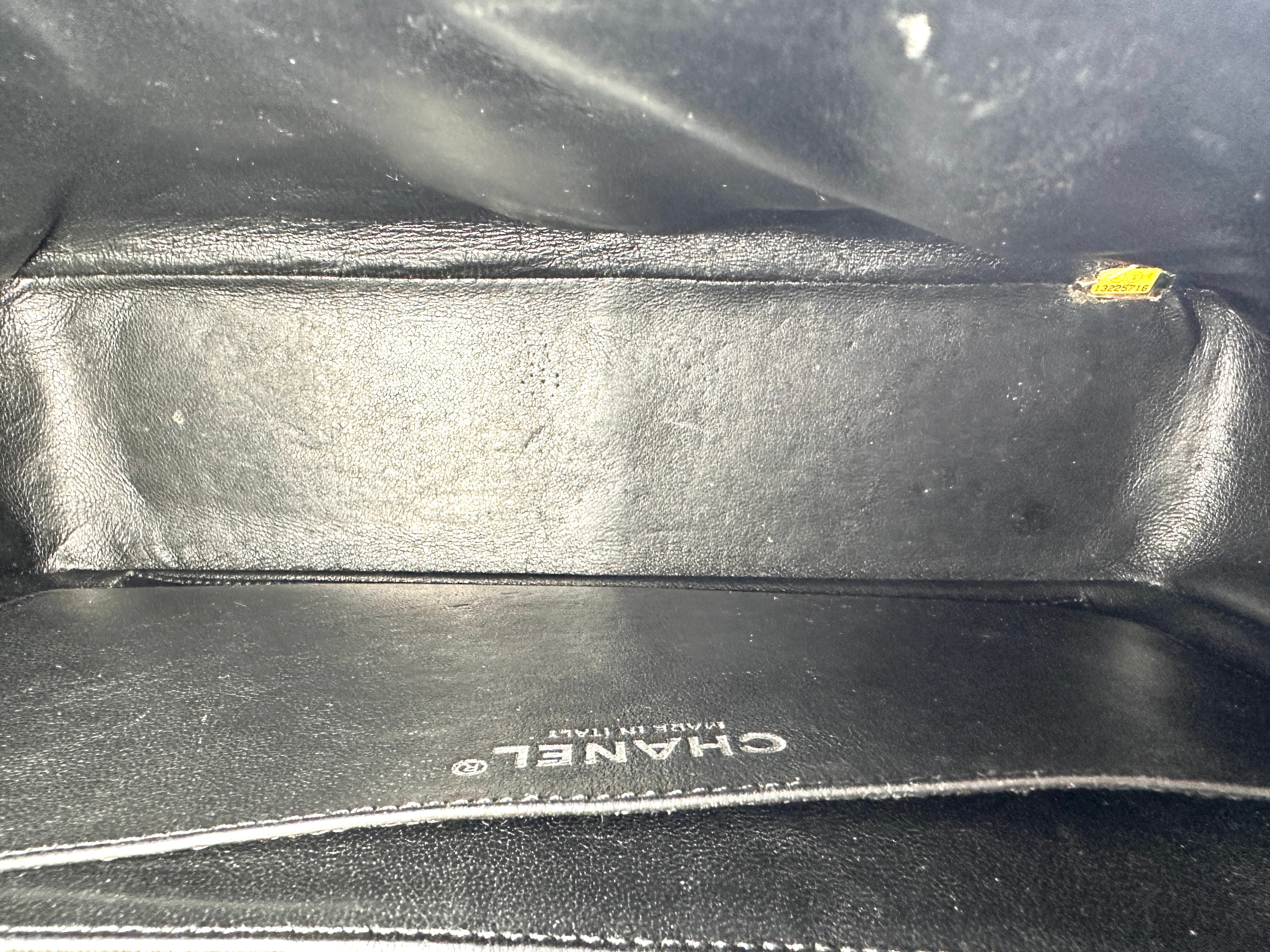 Chanel Classic Flap Black Quilted Patent Leather Jumbo Shoulder Bag With Silver Buckle(13***16) CC2235