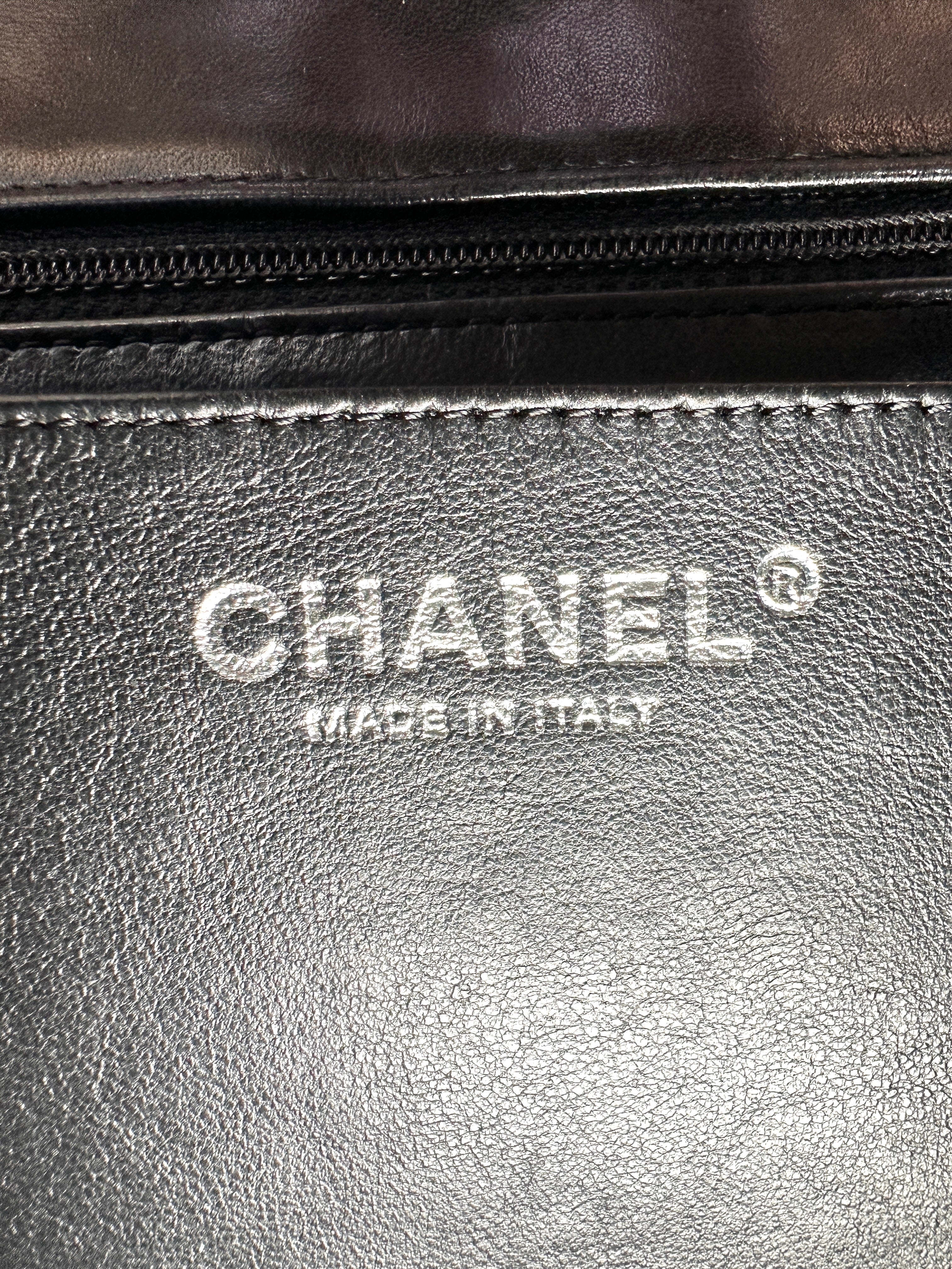 Chanel Classic Flap Black Quilted Patent Leather Jumbo Shoulder Bag With Silver Buckle(13***16) CC2235
