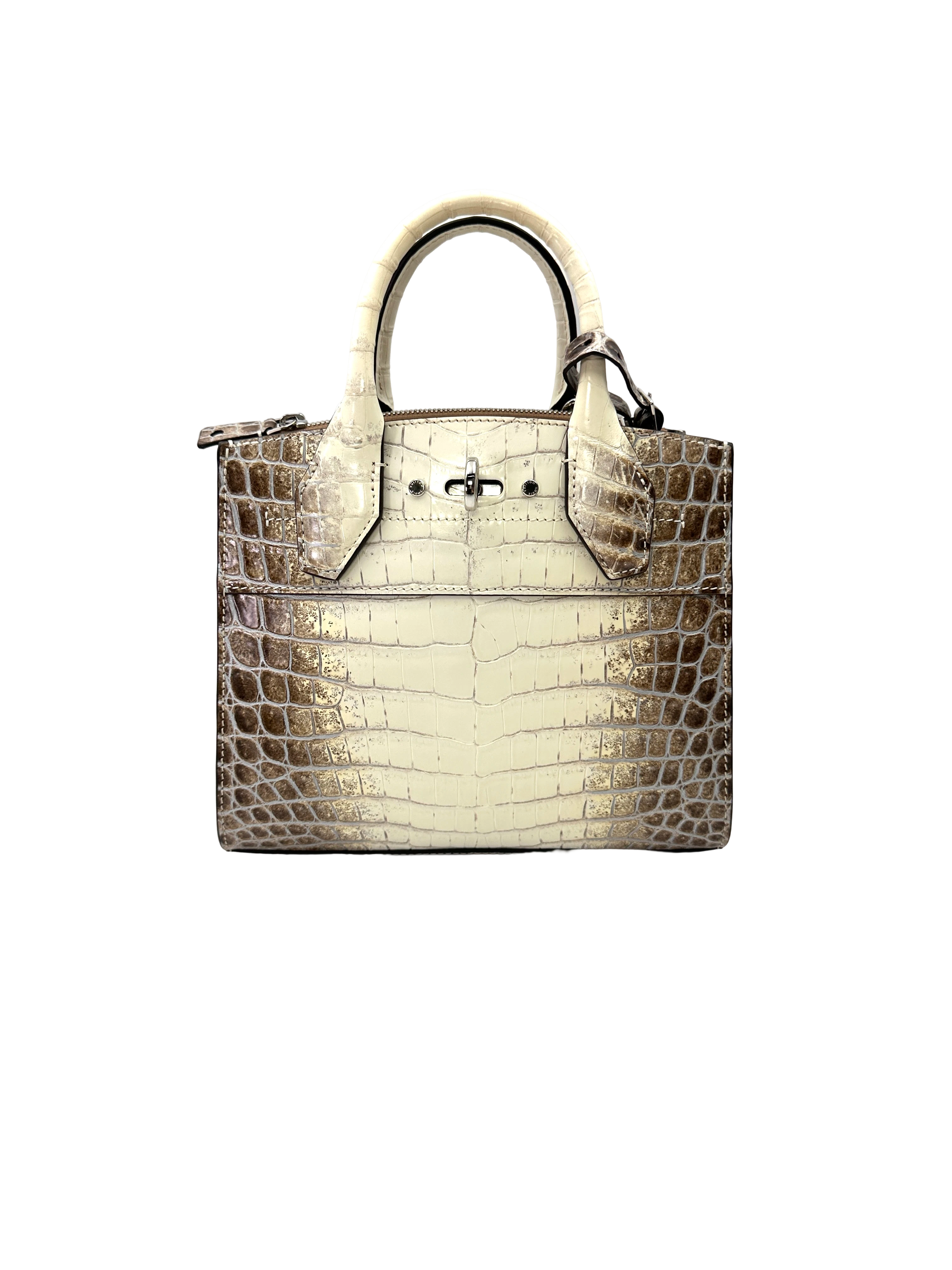 Louis Vuitton City Steamer White Sahara Crocodile Leather Mini Handle Bag LV3098