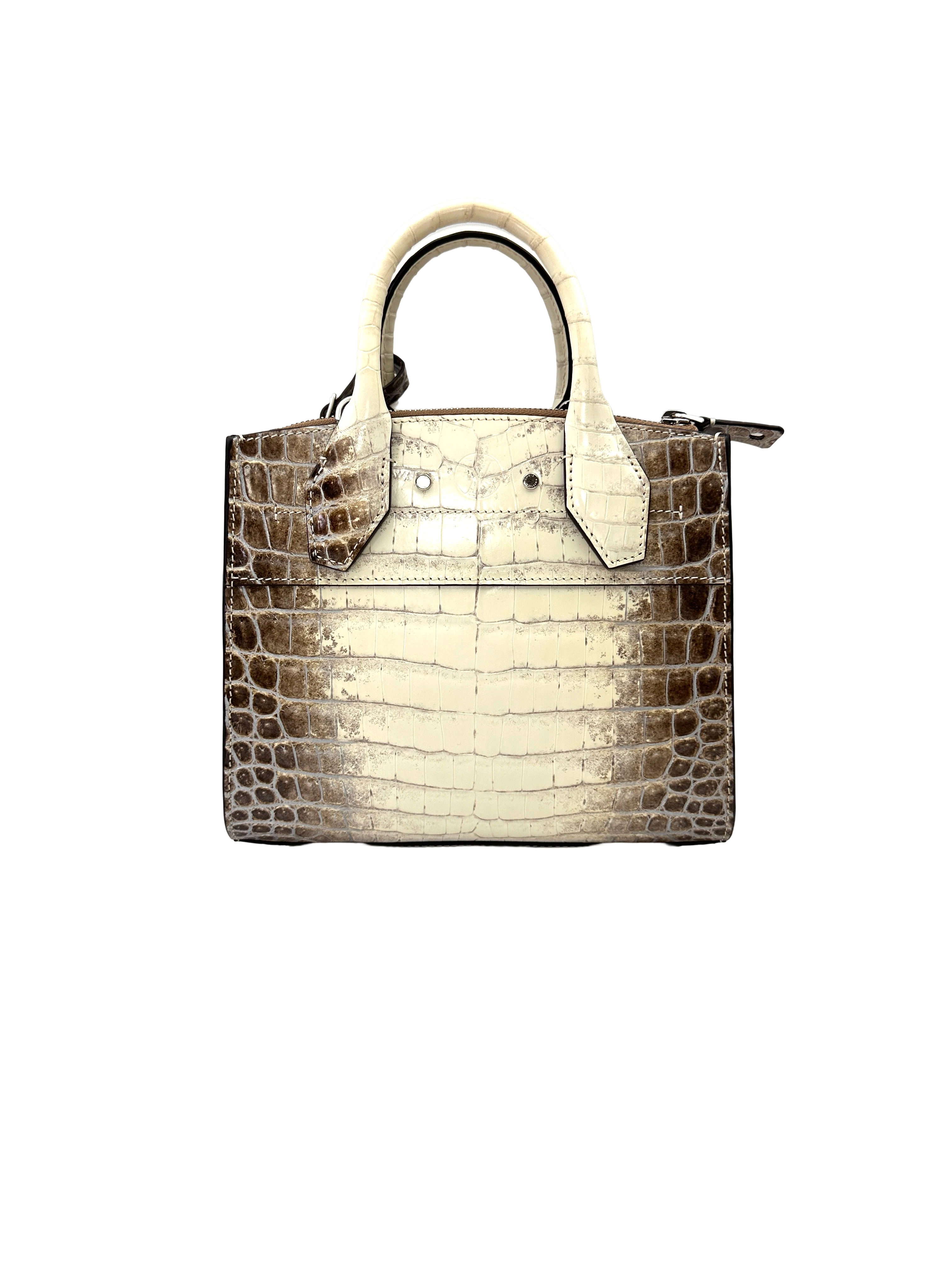 Louis Vuitton City Steamer White Sahara Crocodile Leather Mini Handle Bag LV3098