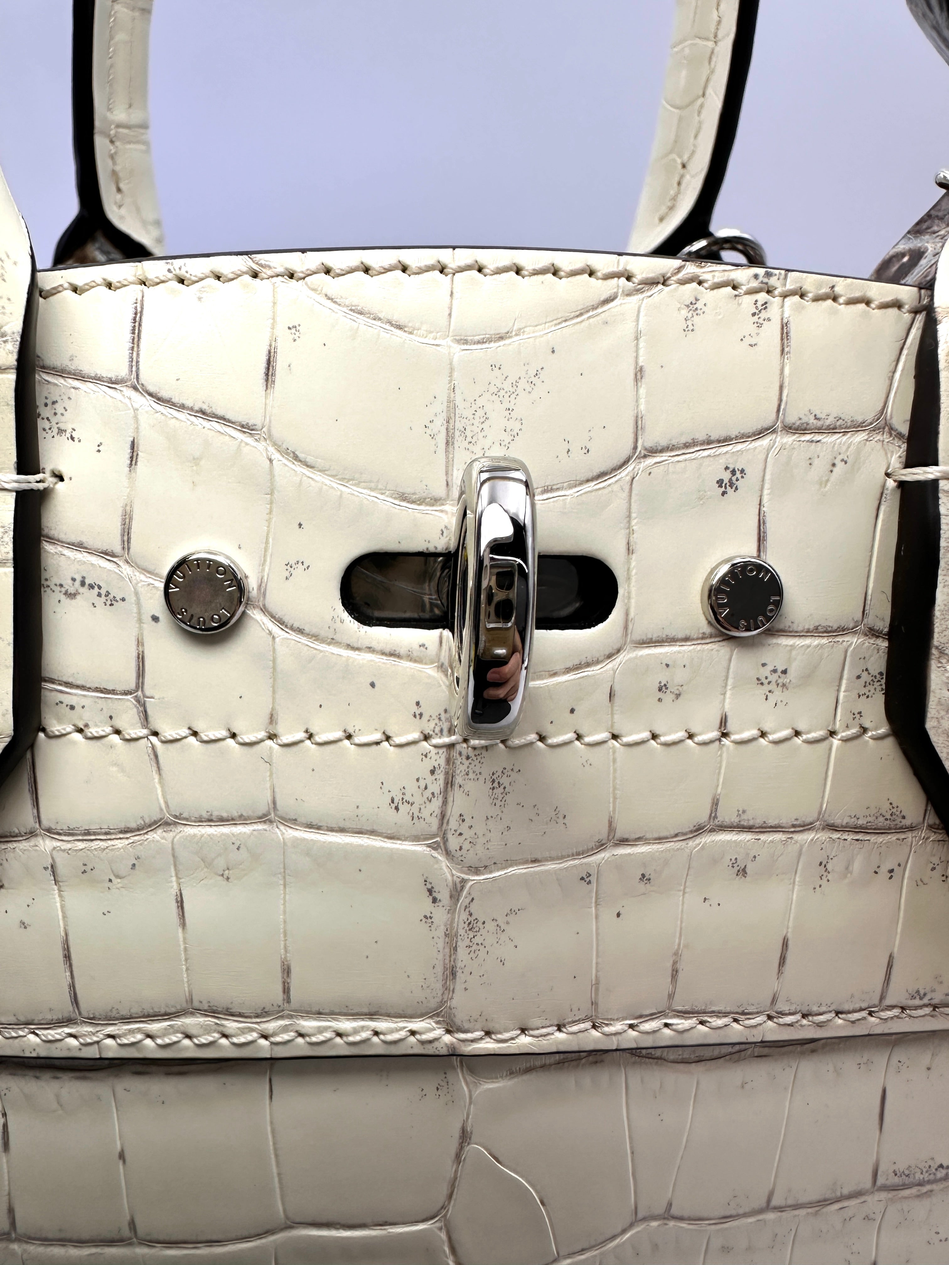 Louis Vuitton City Steamer White Sahara Crocodile Leather Mini Handle Bag LV3098