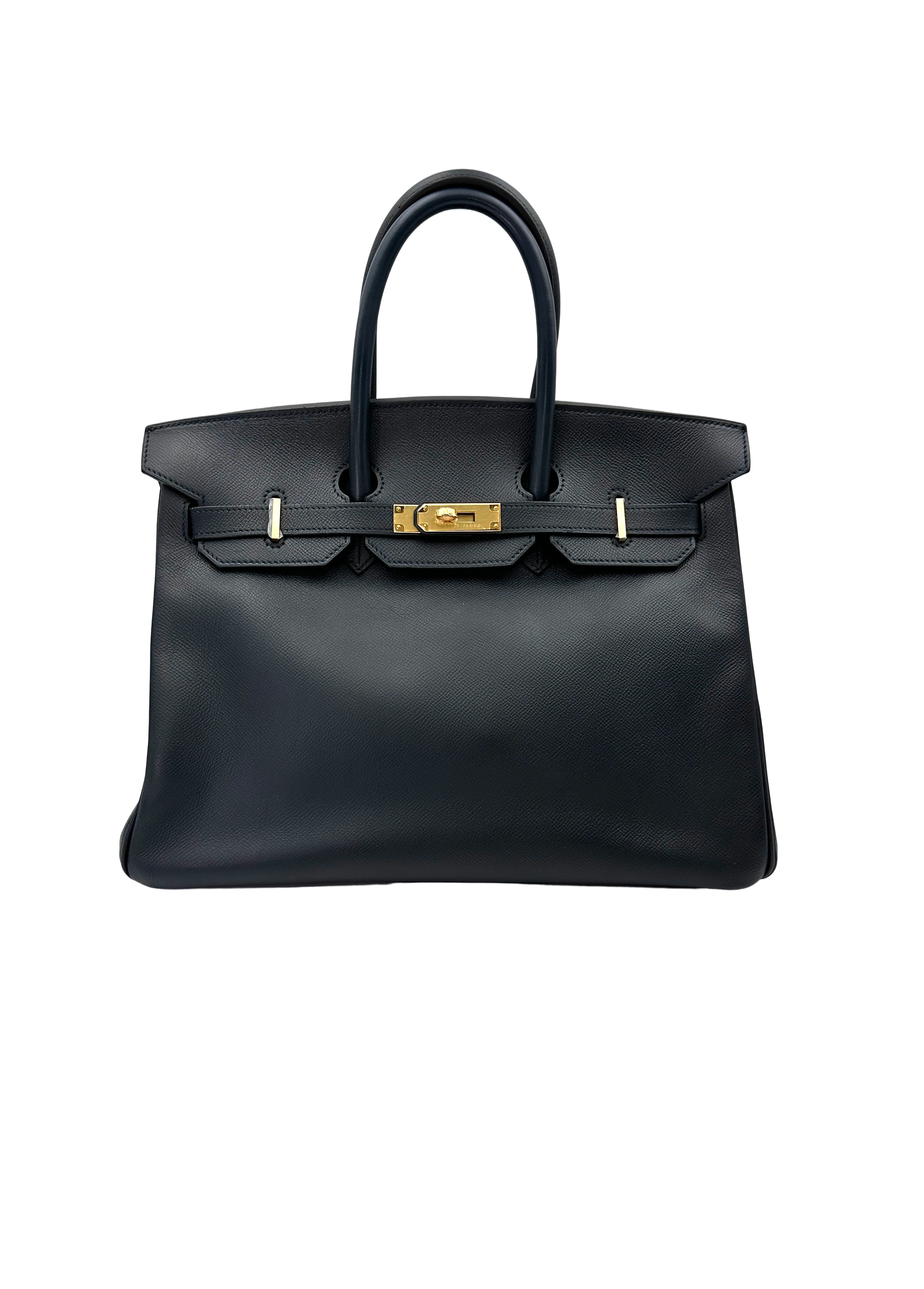 Hermes Kelly Black Leather Top Handle Bag With Gold Hardware HR129