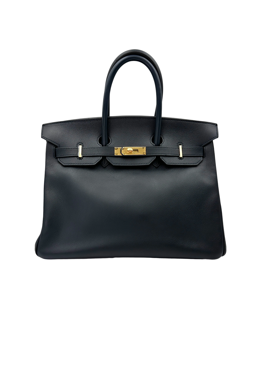 Hermes Kelly Black Leather Top Handle Bag With Gold Hardware HR129