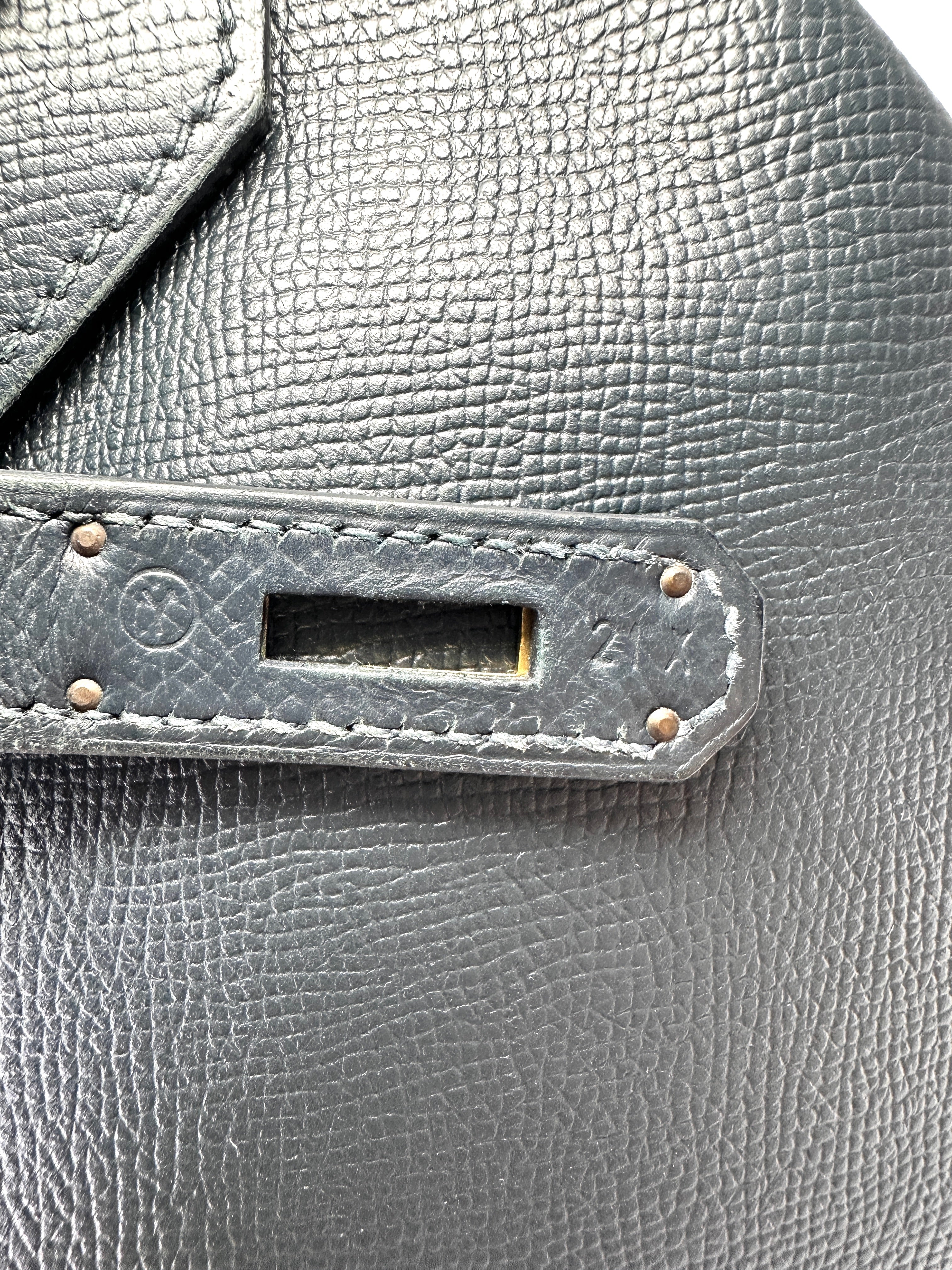 Hermes Kelly Black Leather Top Handle Bag With Gold Hardware HR129