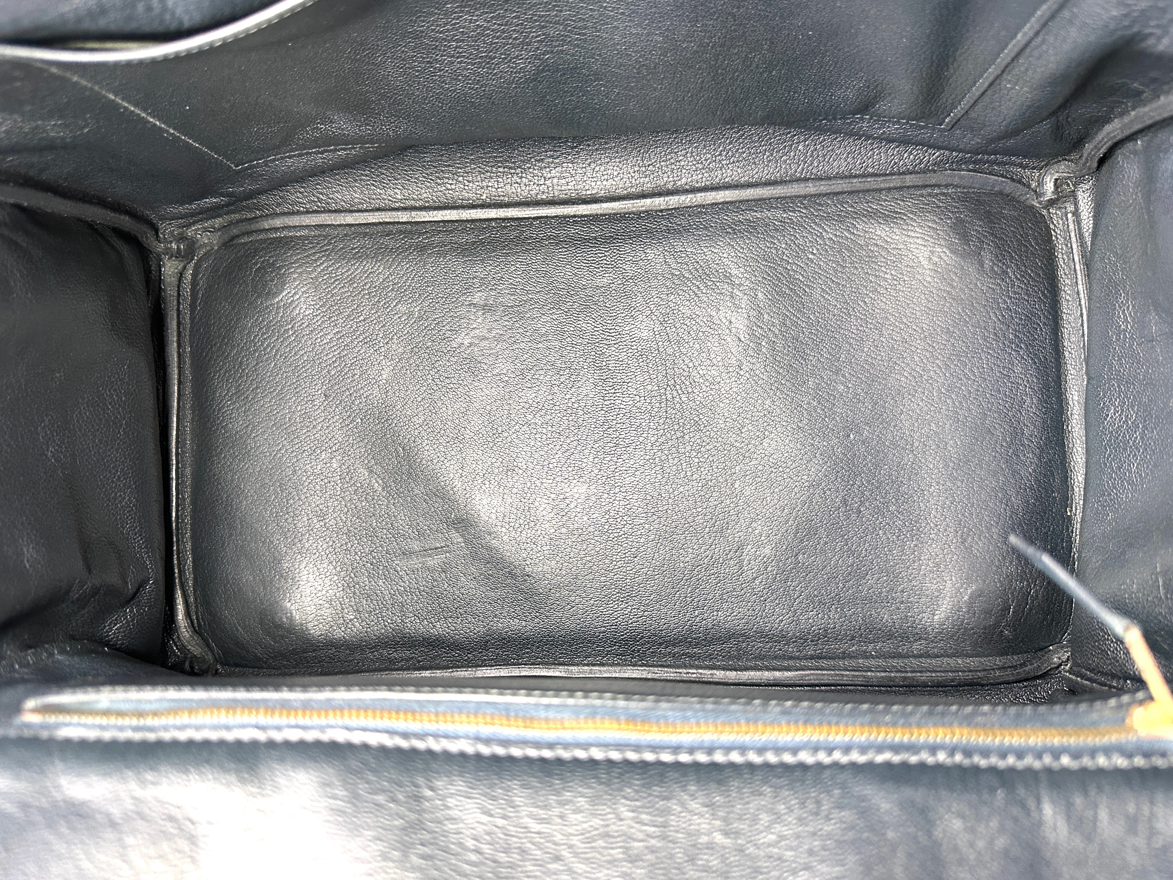 Hermes Kelly Black Leather Top Handle Bag With Gold Hardware HR129