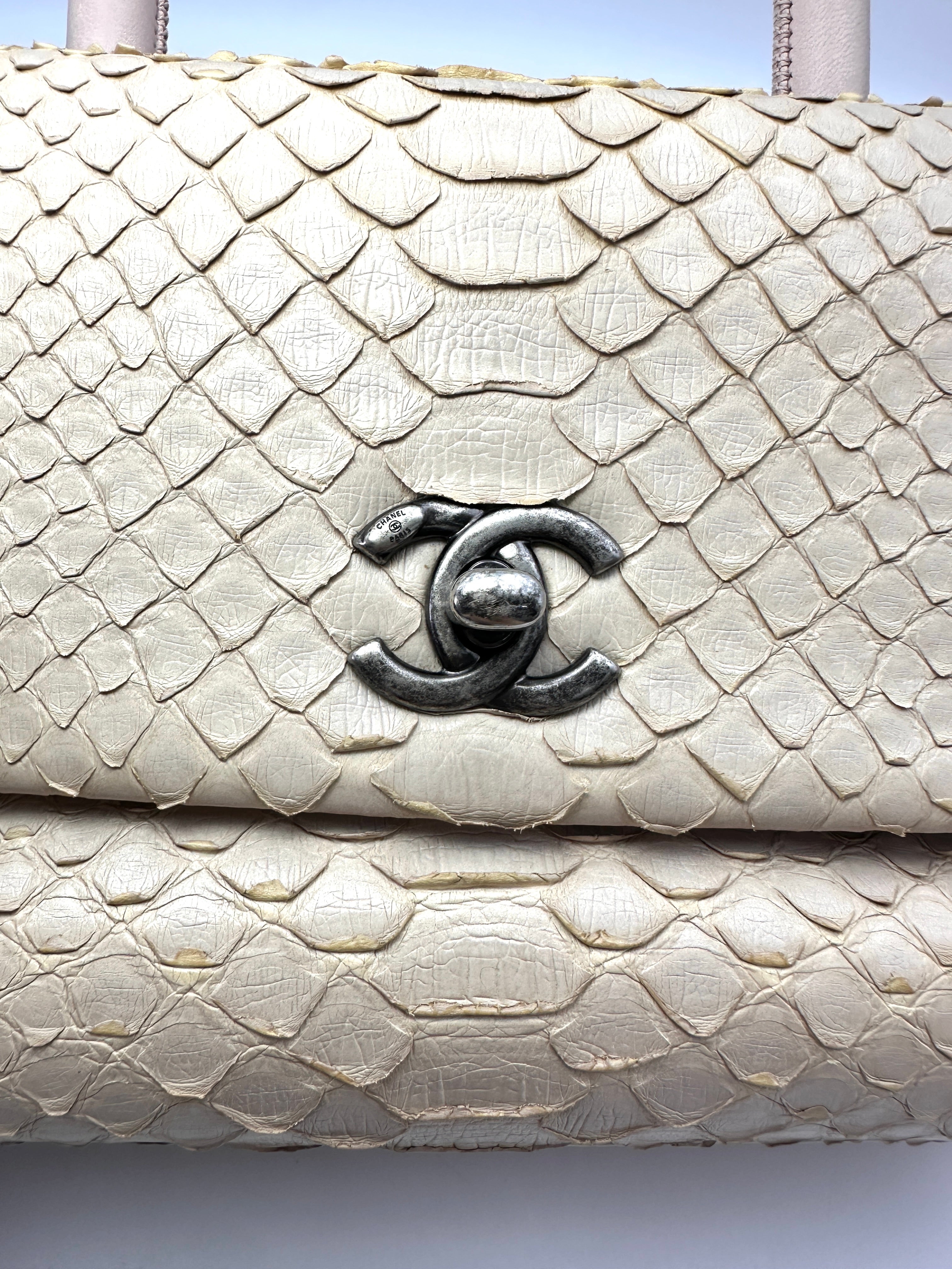 Chanel CoCo Handle Beige Python Leather Shoulder Bag(23***66) CC2237