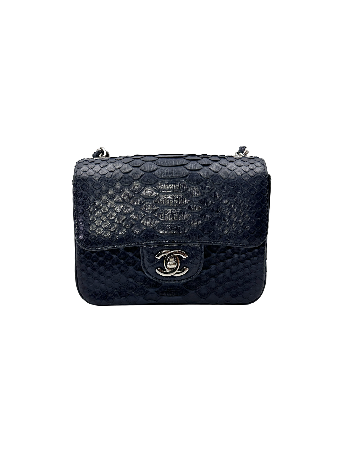 Chanel Classic Flap Navy Python Leather Shoulder Bag(22***58) CC2236