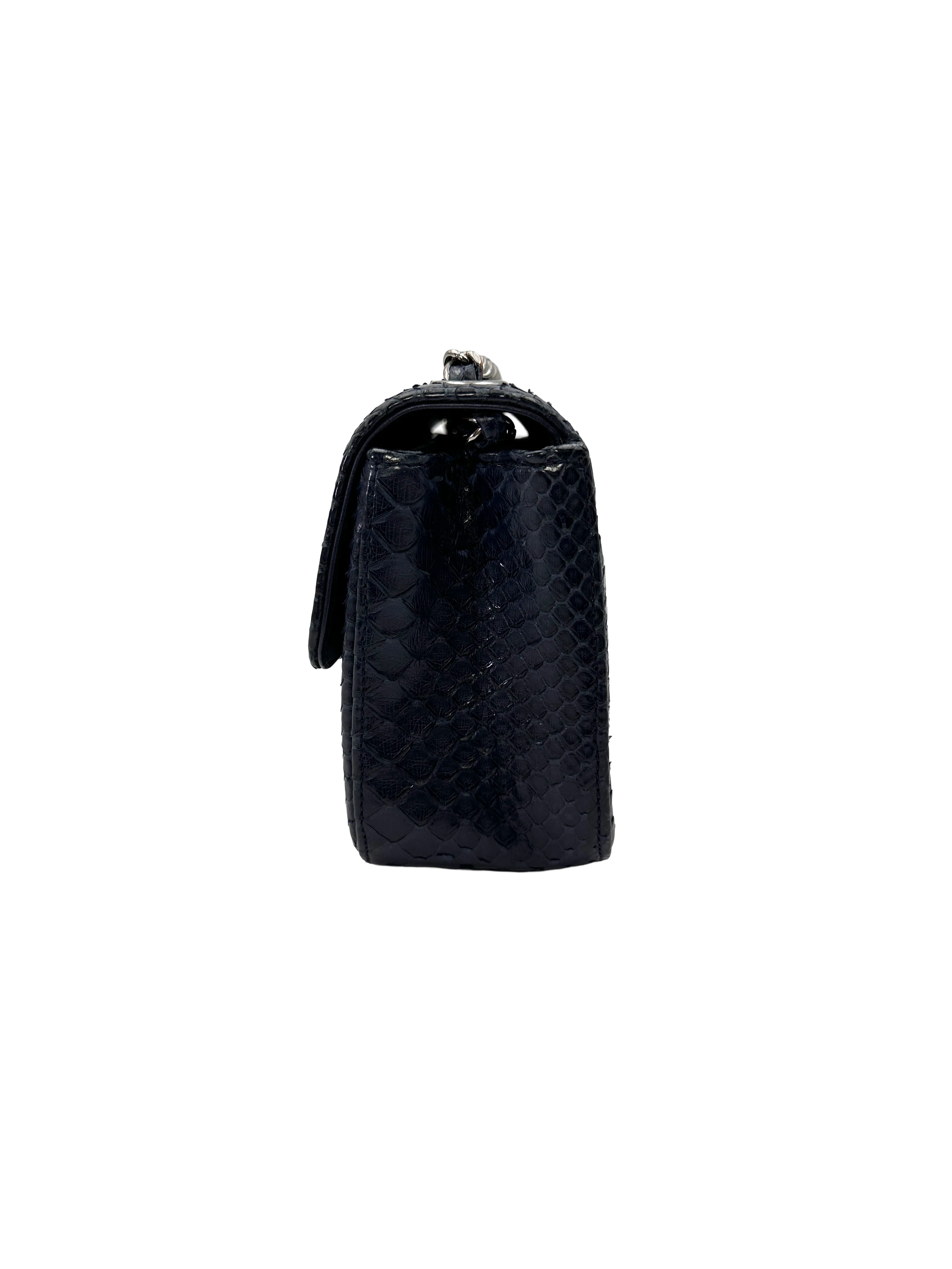 Chanel Classic Flap Navy Python Leather Shoulder Bag(22***58) CC2236