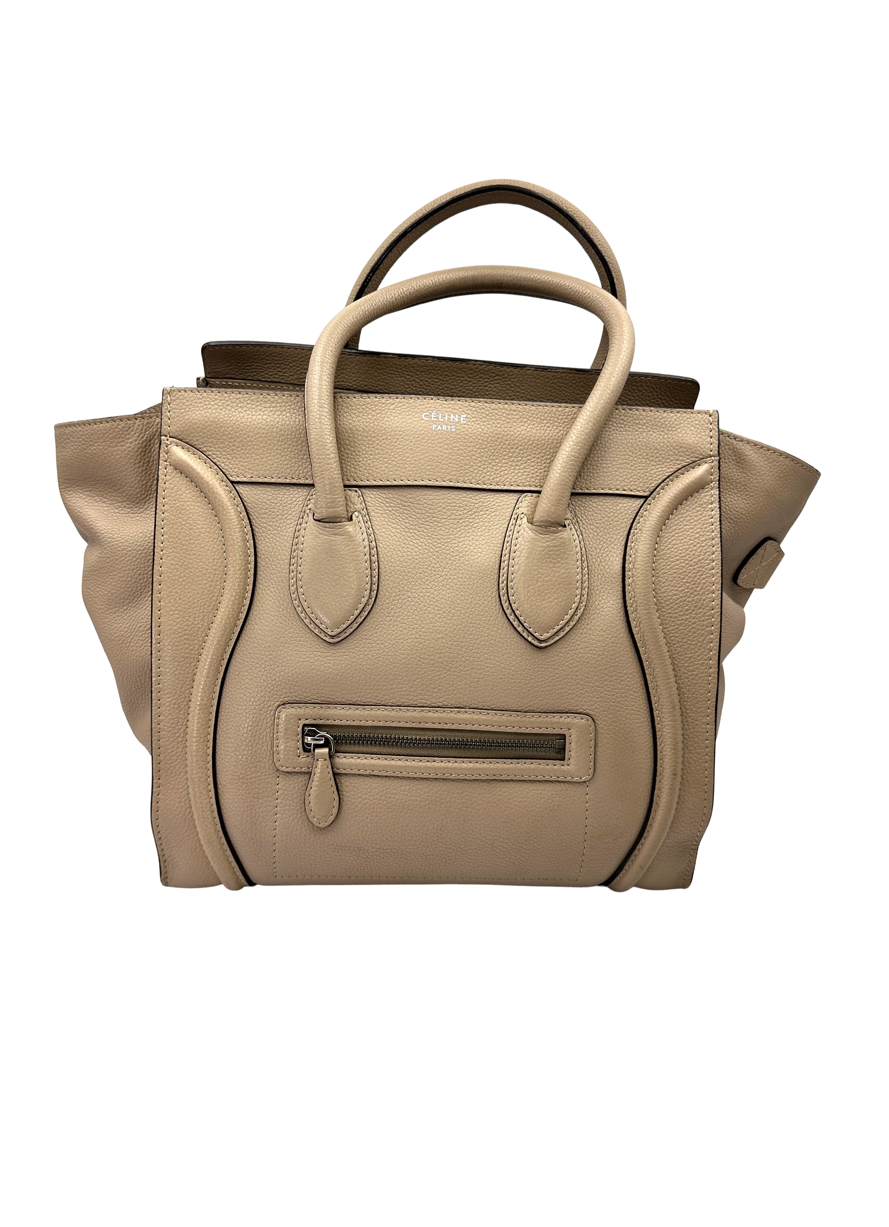 Celine Luggage Beige Leather Large Size Handle Bag CE177