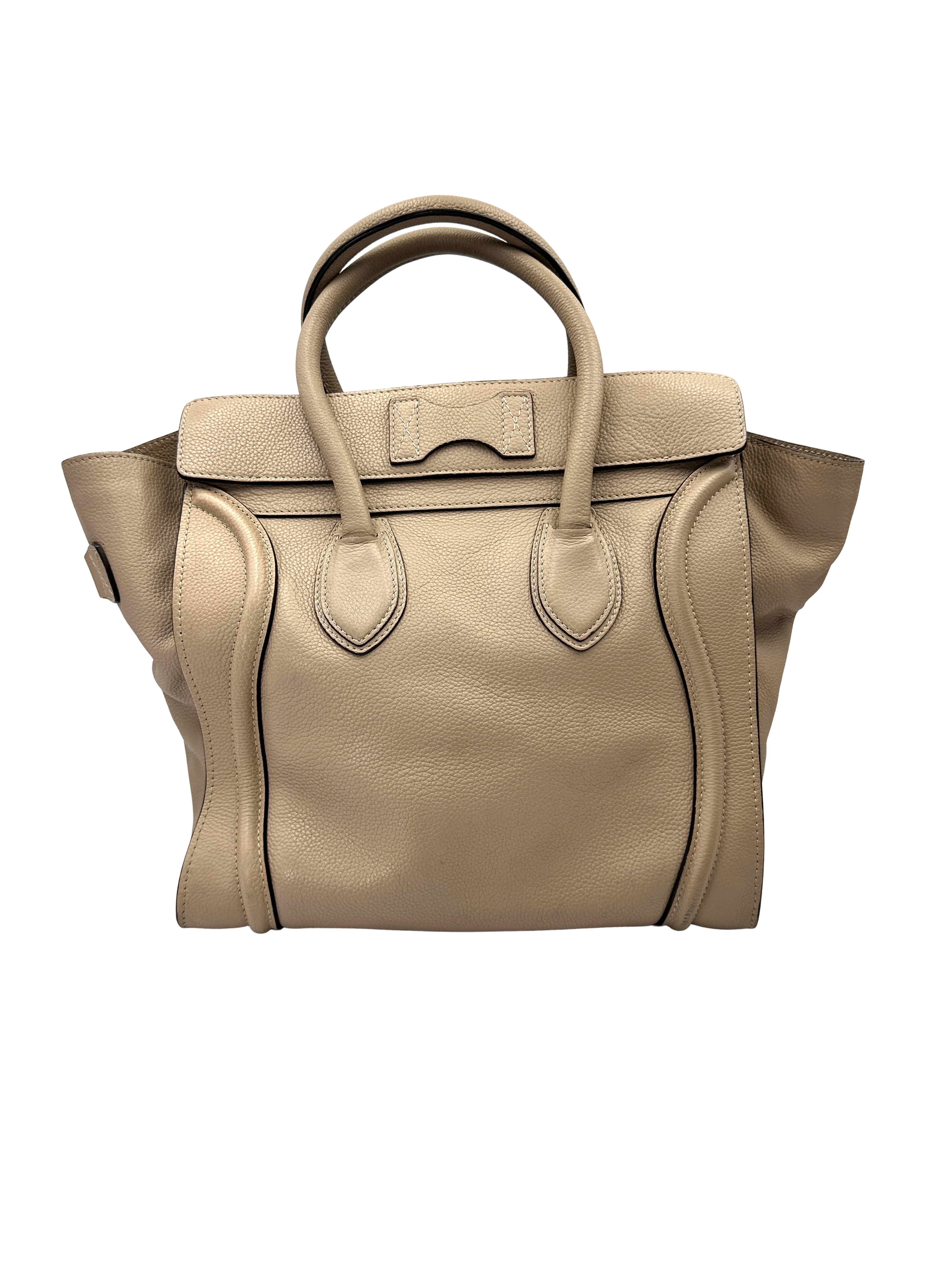 Celine Luggage Beige Leather Large Size Handle Bag CE177