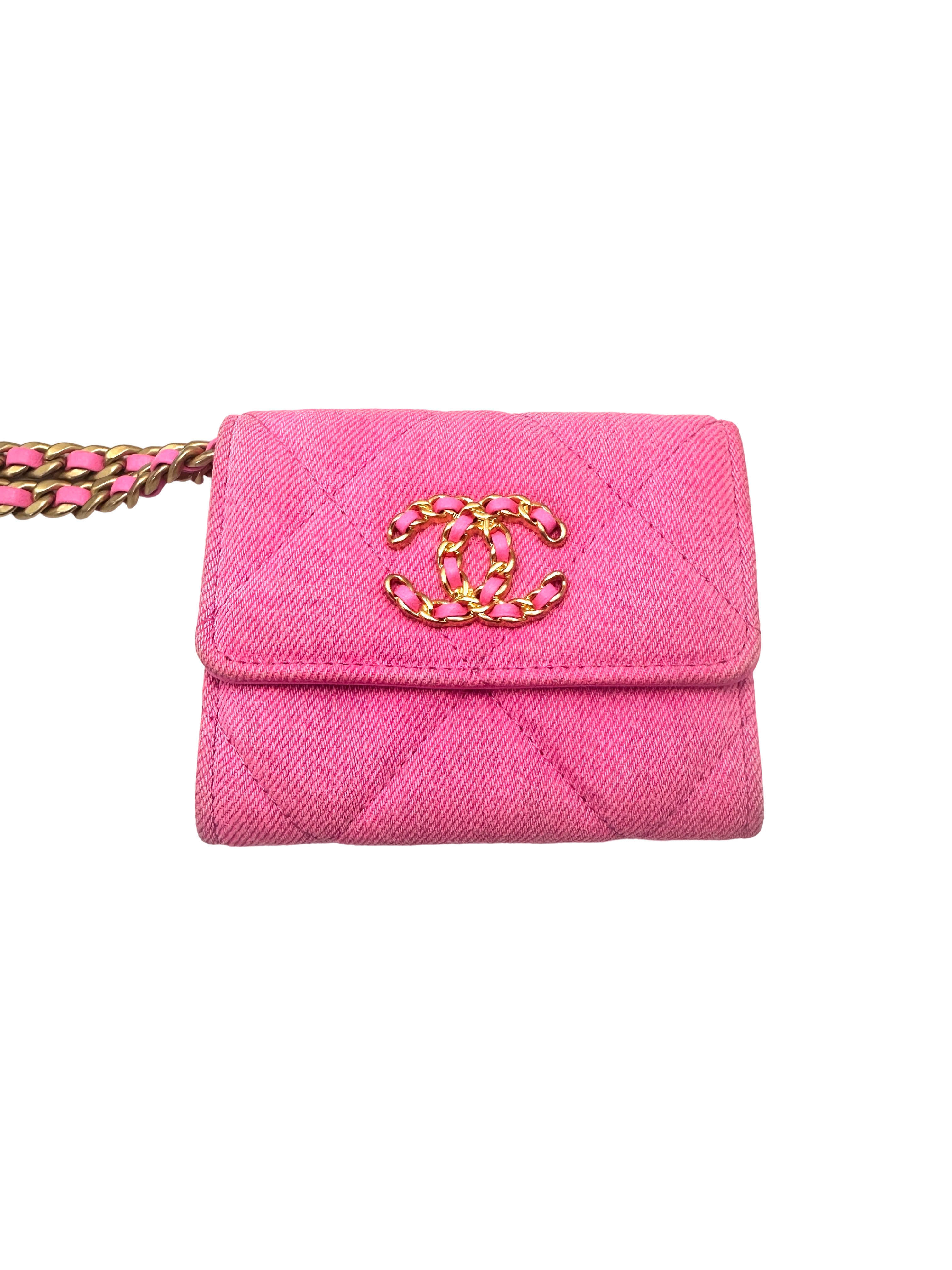 Chanel 19 Pink Tweed Wallet On Chain(31***97) CC2234