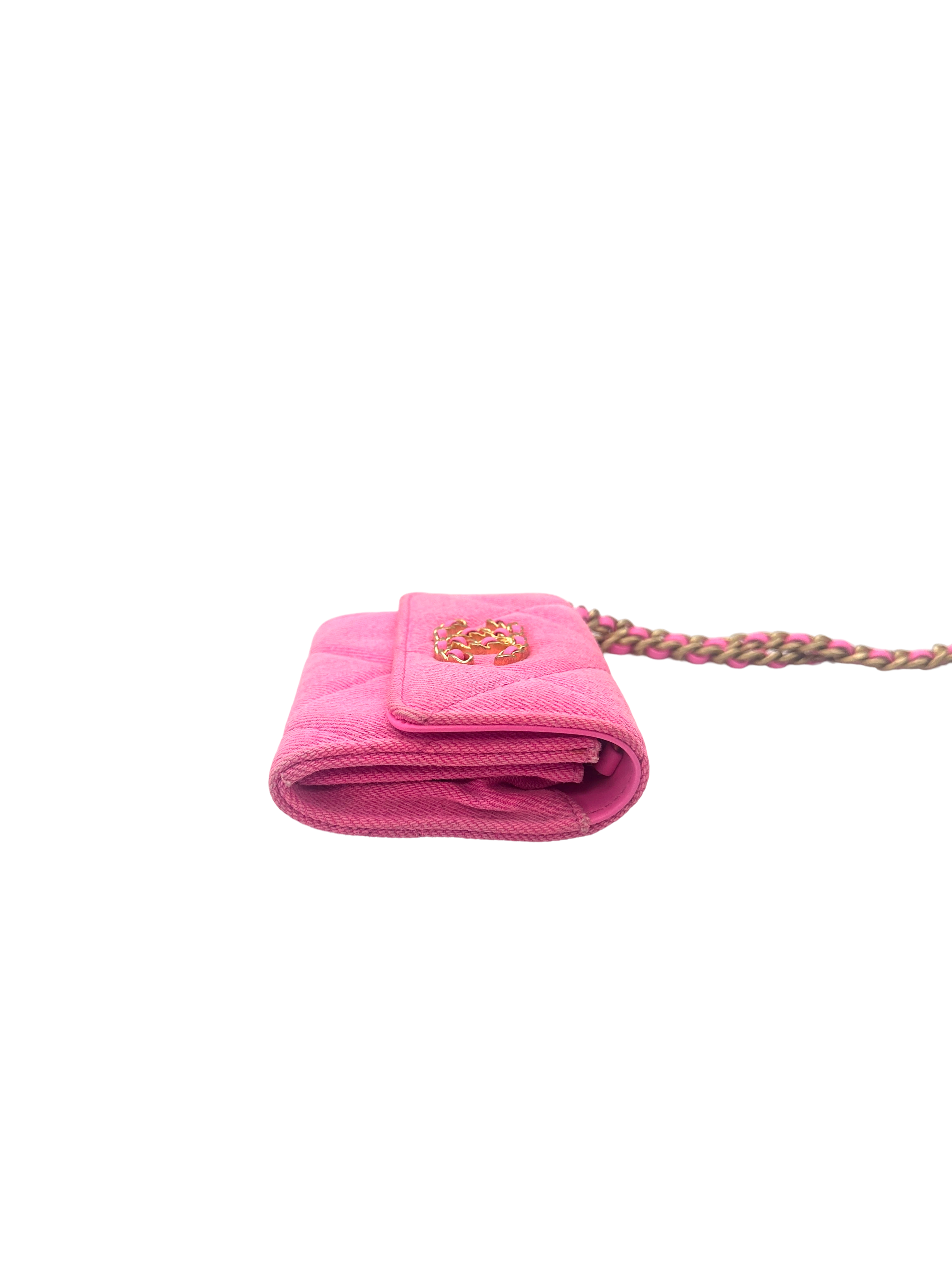 Chanel 19 Pink Tweed Wallet On Chain(31***97) CC2234