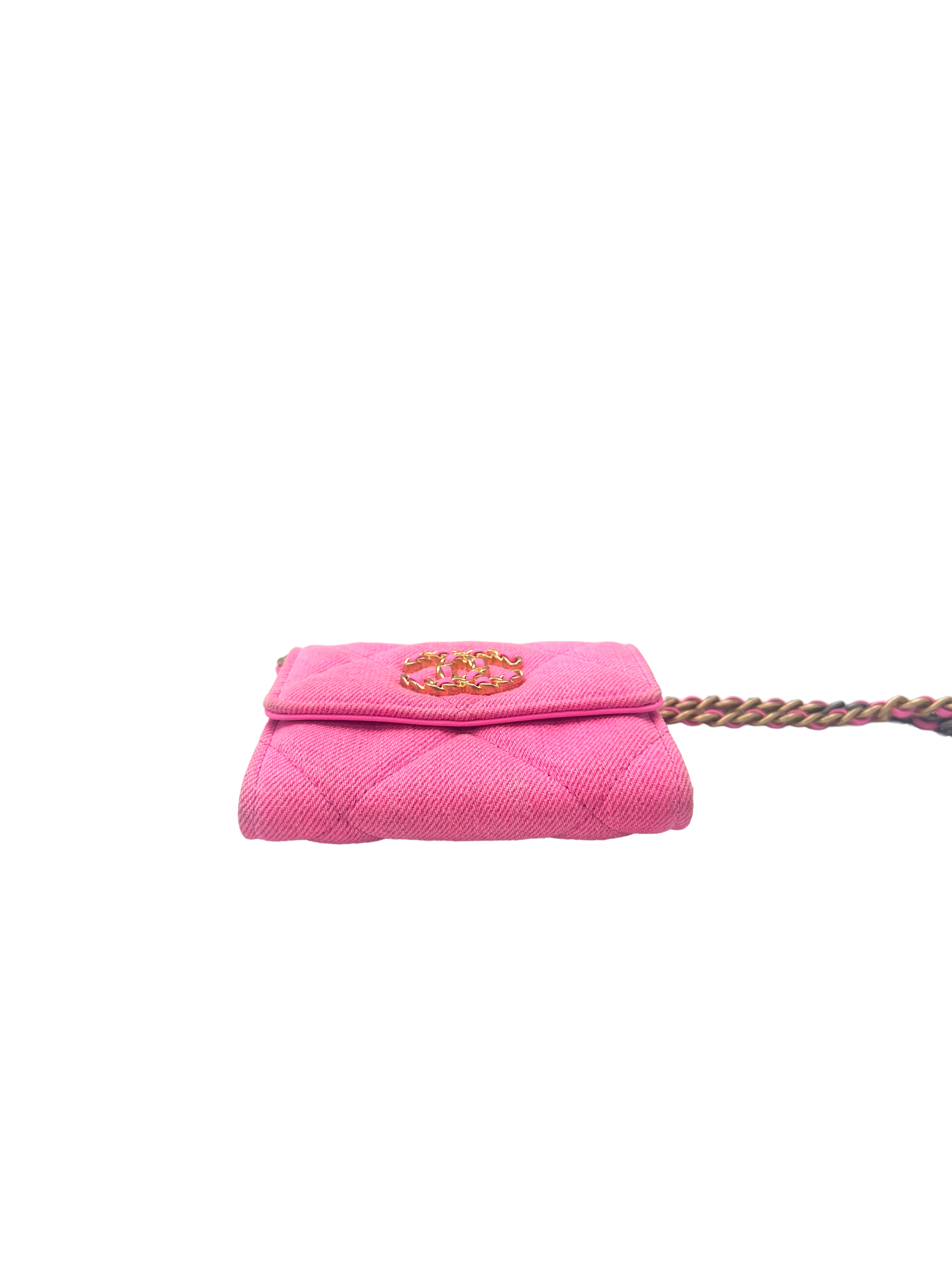 Chanel 19 Pink Tweed Wallet On Chain(31***97) CC2234