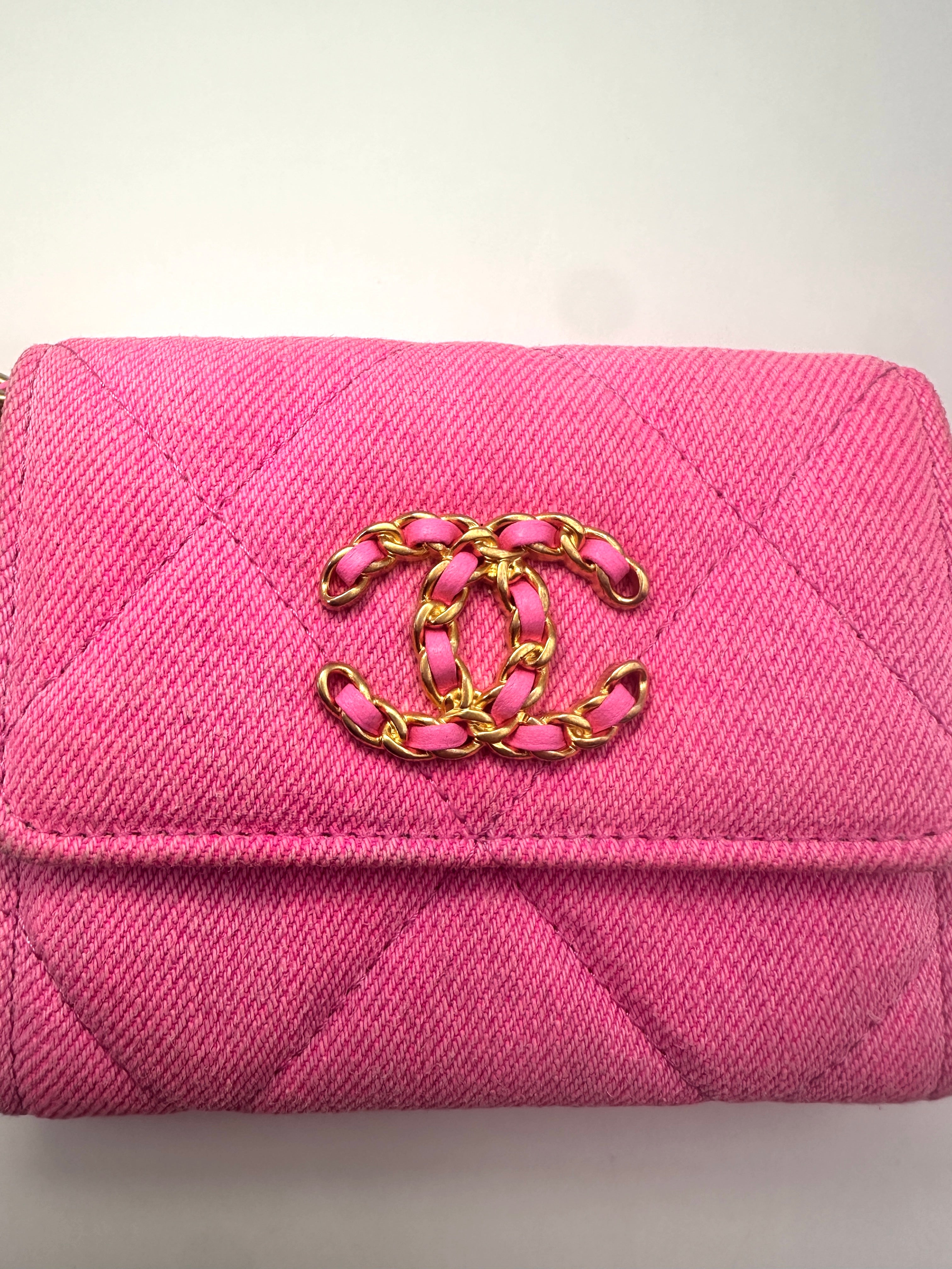 Chanel 19 Pink Tweed Wallet On Chain(31***97) CC2234