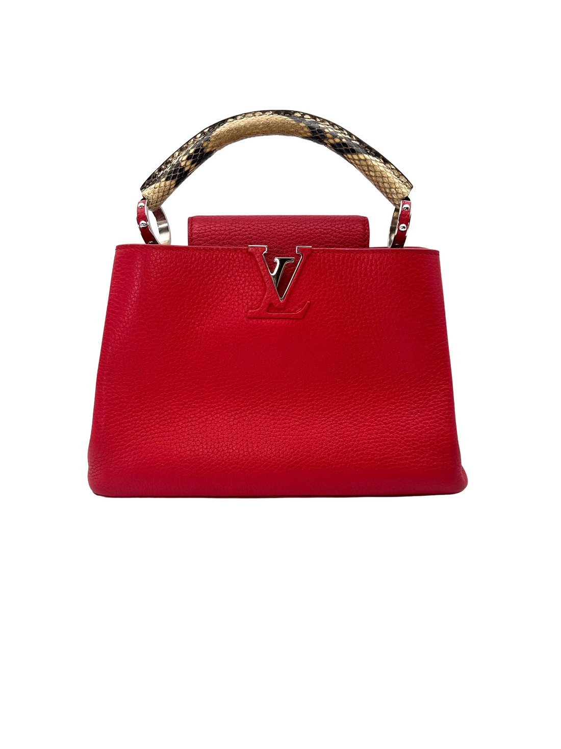 Louis Vuitton Capucines BB Red Taurillon Leather Python Handle Bag LV3099
