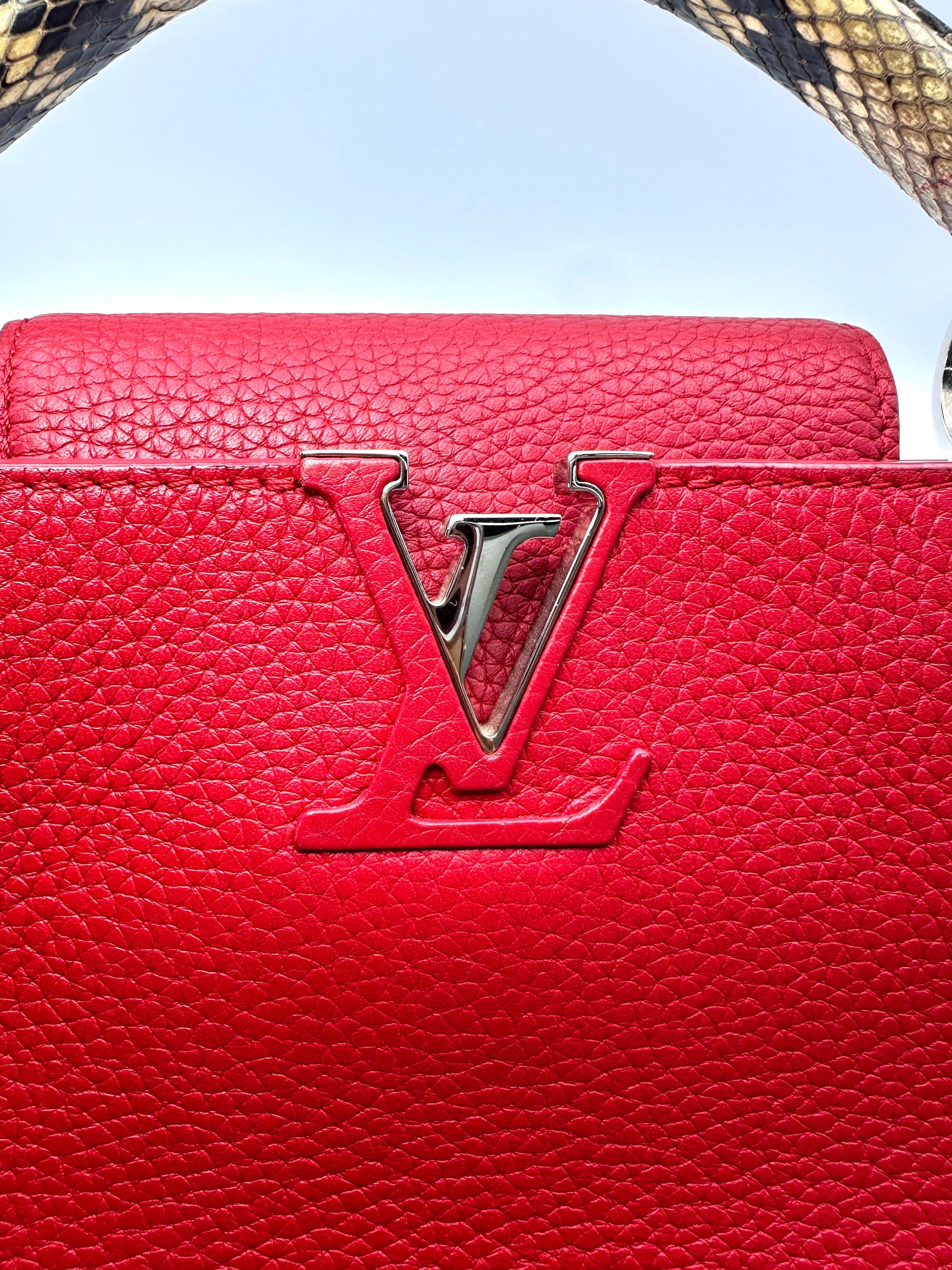Louis Vuitton Capucines BB Red Taurillon Leather Python Handle Bag LV3099
