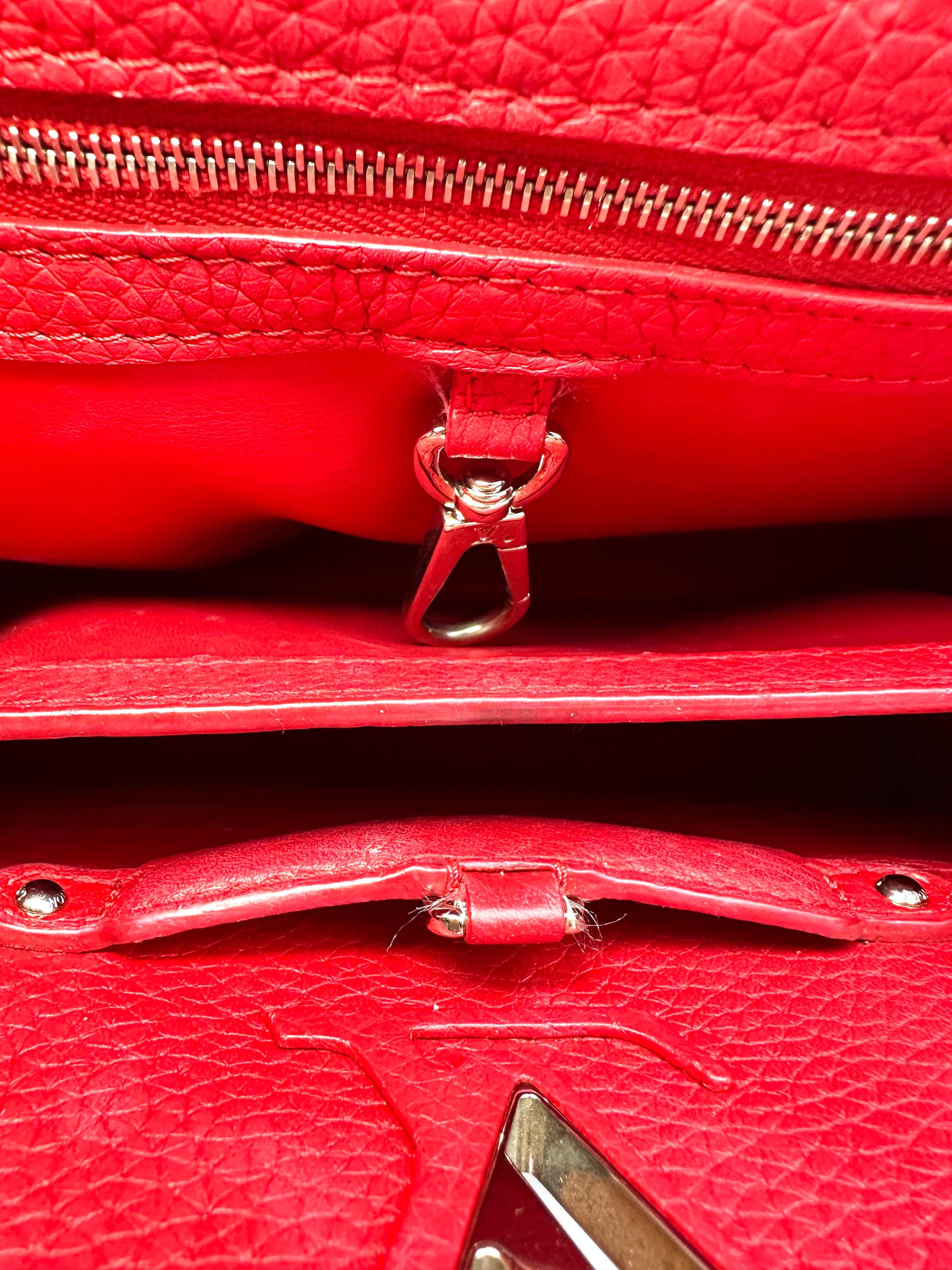 Louis Vuitton Capucines BB Red Taurillon Leather Python Handle Bag LV3099